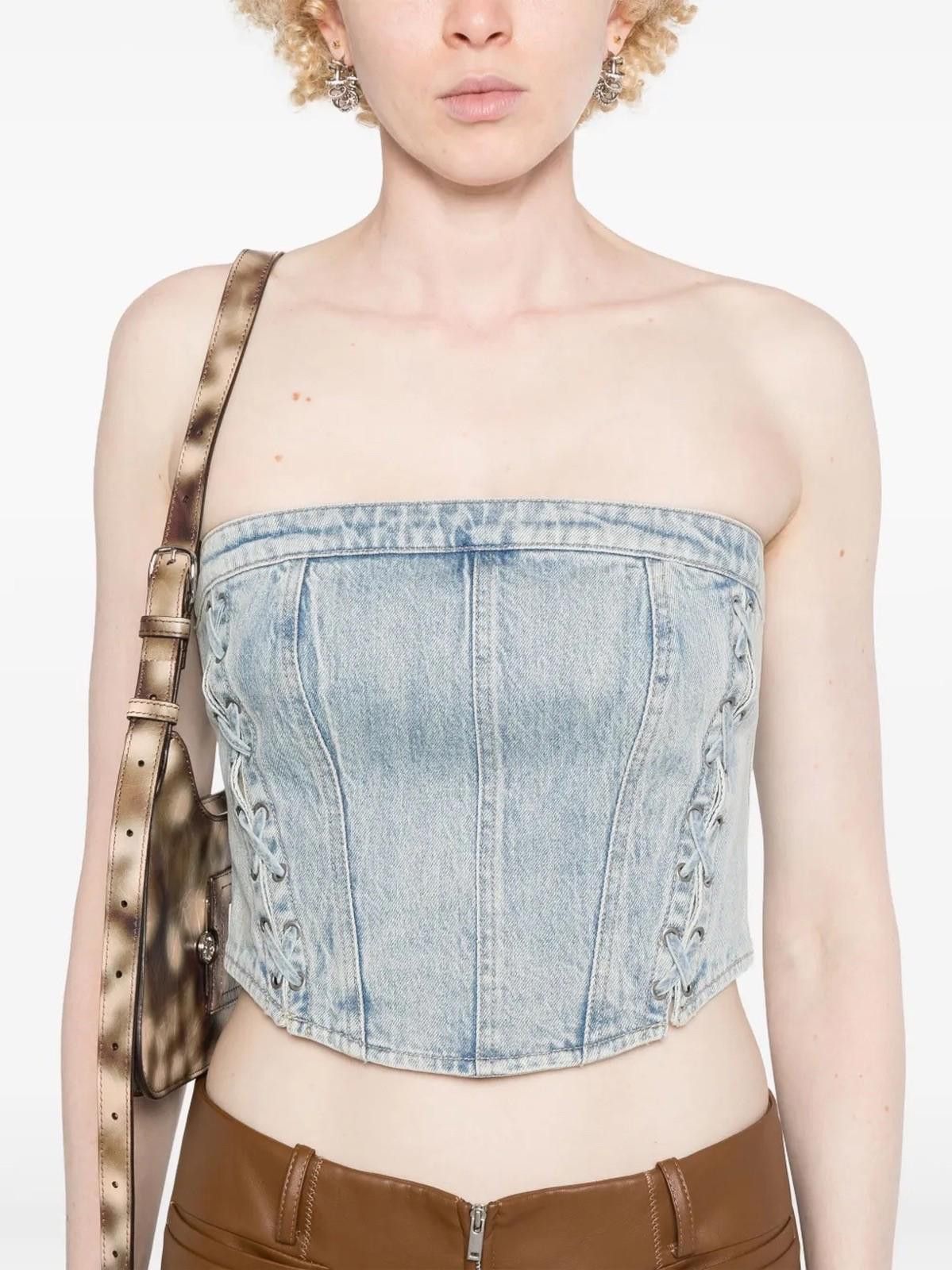 Ksubi new ksubi bustier denim crop top dove laced extra small XS 6 Size XS / US 0-2 / IT 36-38 - 2 Thumbnail