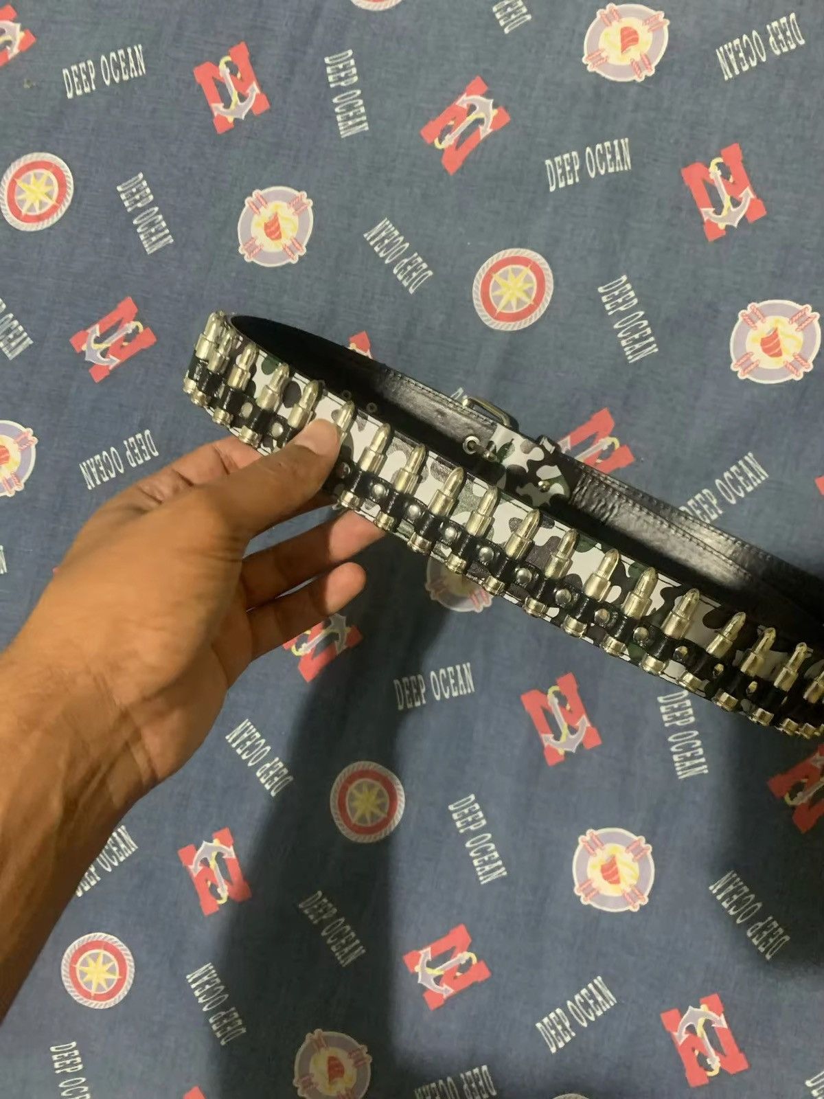 Japanese Brand Green Camo Bullet Pu Leather belt Size ONE SIZE - 2 Thumbnail