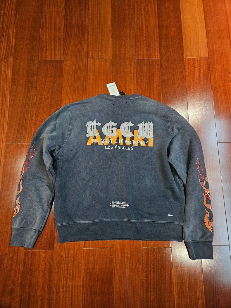 Amiri Amiri Classic Heavyweight Co-branded Flame Embroidered Swe Size US M / EU 48-50 / 2 - 2 Thumbnail