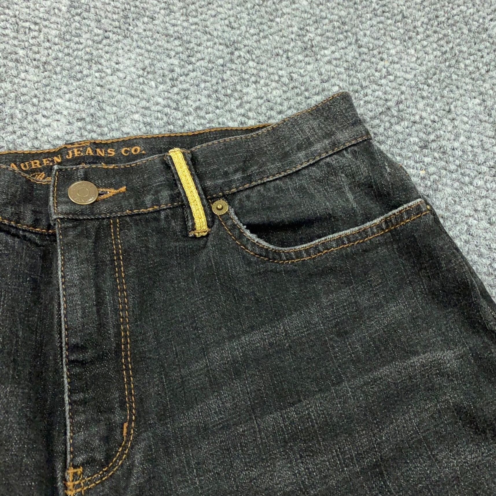 CO VTG Lauren Jeans Co Womens Jeans Bootcut 8 Gray Embroidered Patchwork Denim Stretch 5-Pocket Size 29" - 4 Thumbnail
