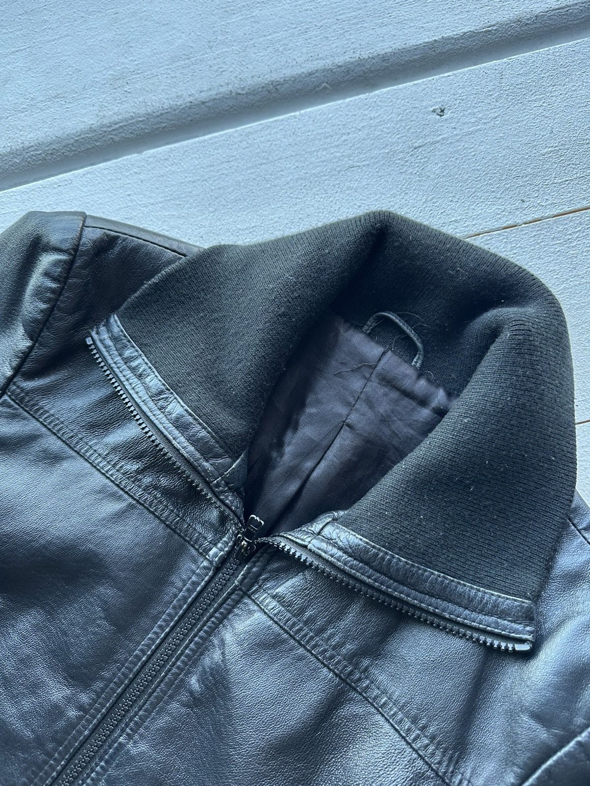 Other 🚨Y2K RICK OWENS TYPE DIRTY SLIM FIT ZIP LEATHER JACKET Size L / US 10 / IT 46 - 5 Thumbnail