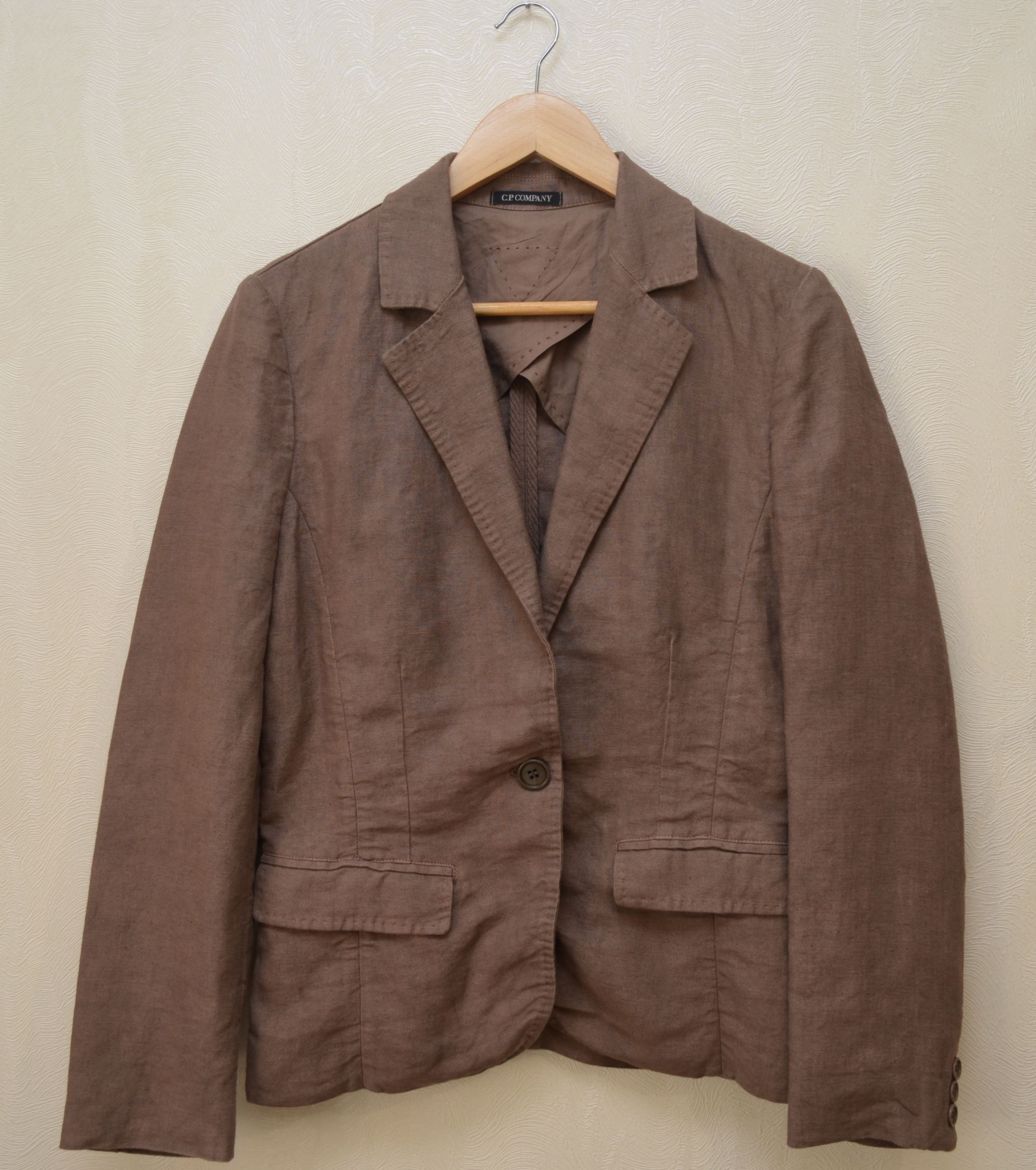 C.P. Company × Designer × Vintage CP Company Womens 100% Linen Brown Blazer Jacket Size M / US 6-8 / IT 42-44 - 1 Thumbnail