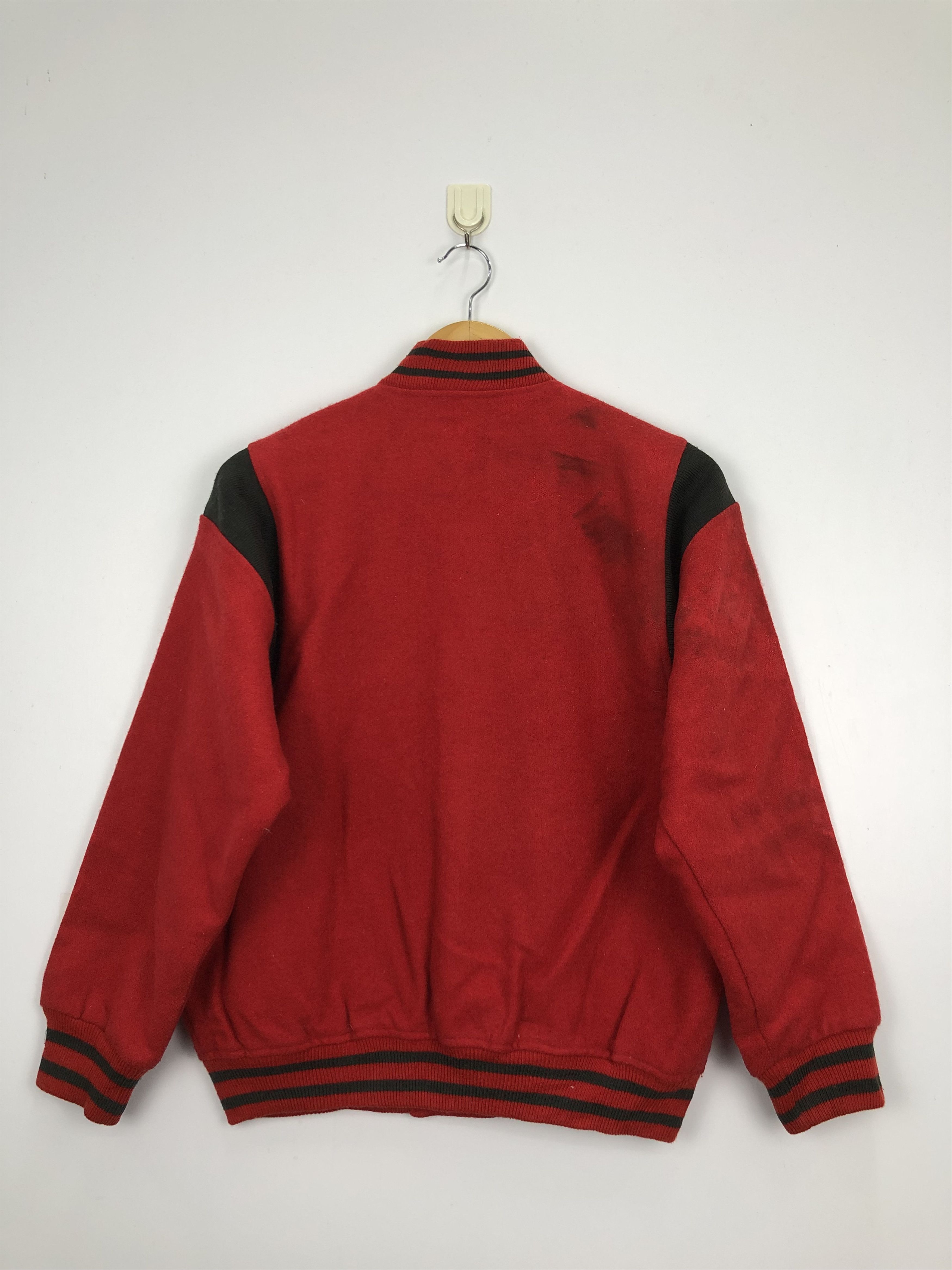 Japanese Brand Vintage 80s Japanese Brand Varsity Wool Jacket Red V0325 Size US M / EU 48-50 / 2 - 3 Thumbnail