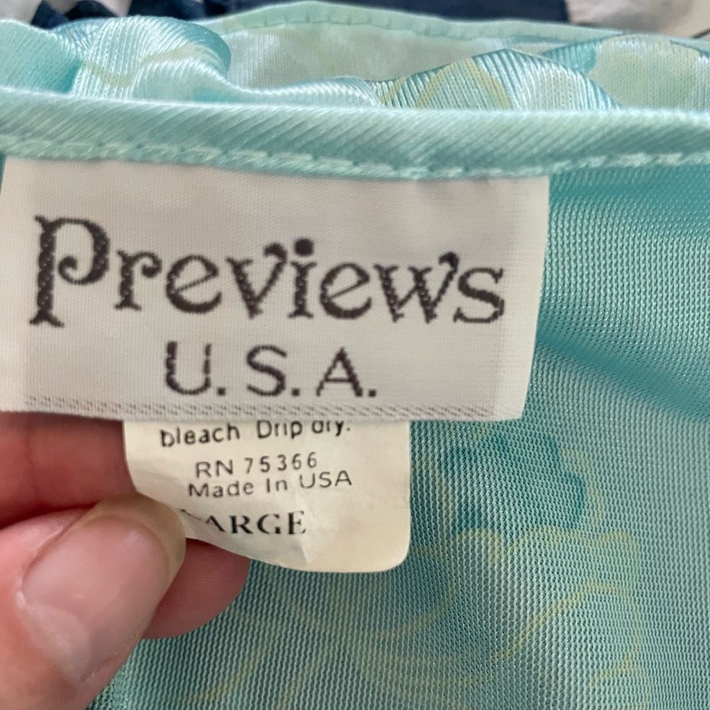 Vintage Vintage 80s Preview USA Aqua Satin Ruffle Robe M L Size ONE SIZE - 7 Thumbnail