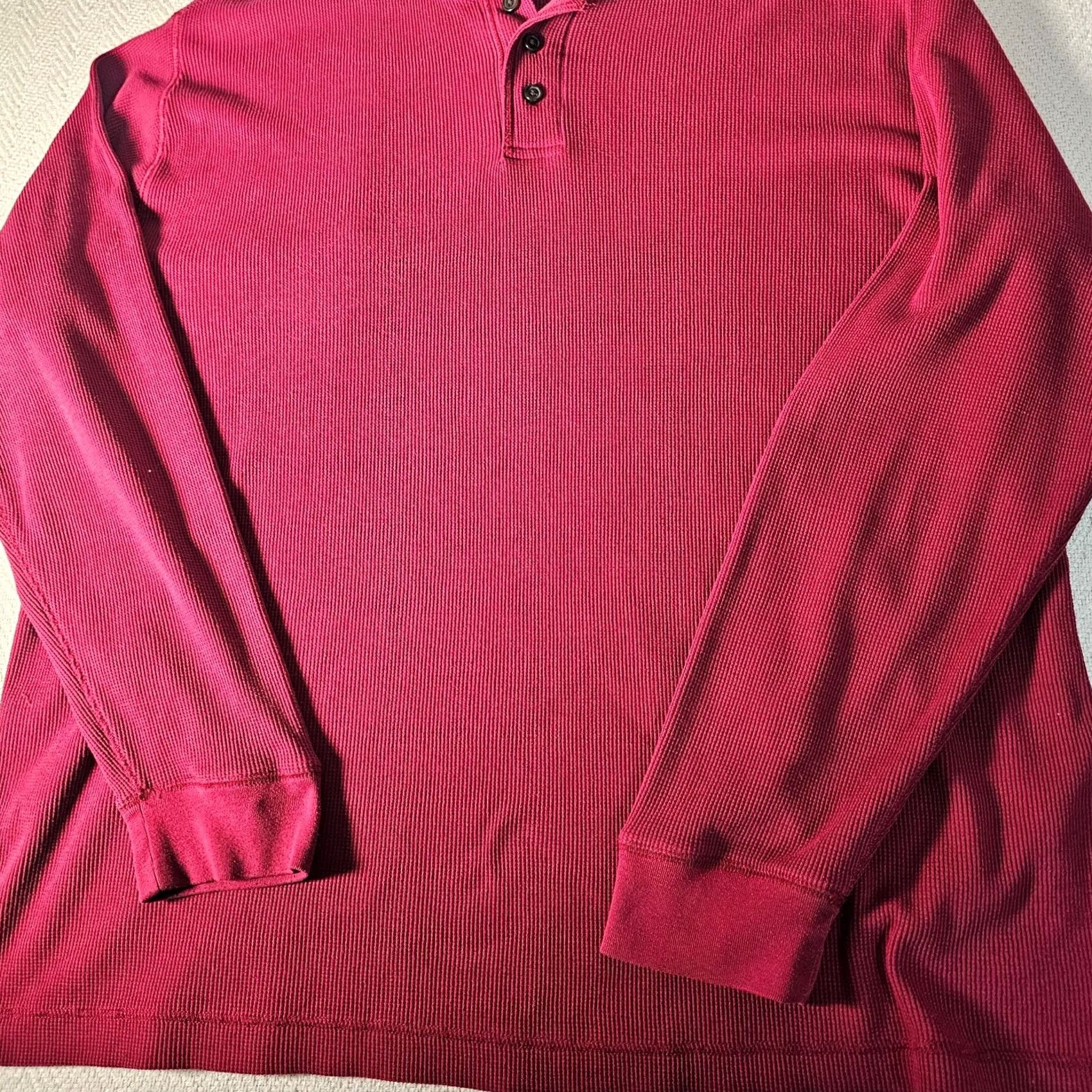Vintage VINTAGE Saddlebred Henley Shirt Mens XLT Maroon Red Comfort Flex Long Sleeve Casual Size US XL / EU 56 / 4 - 3 Thumbnail