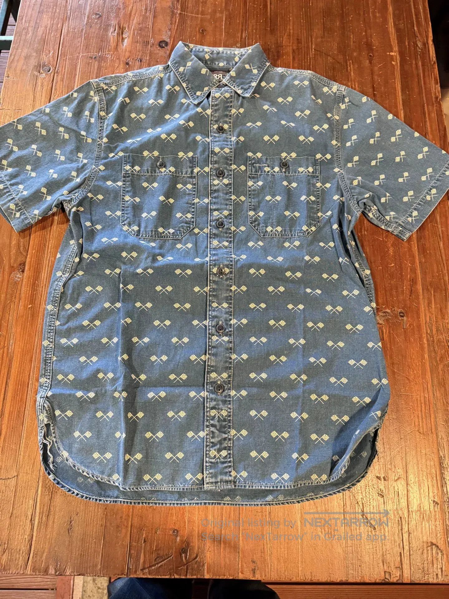 RRL Ralph Lauren RRL Indigo Vintage Flag Print Shirt. Size US S / EU 44-46 / 1 - 1 Thumbnail