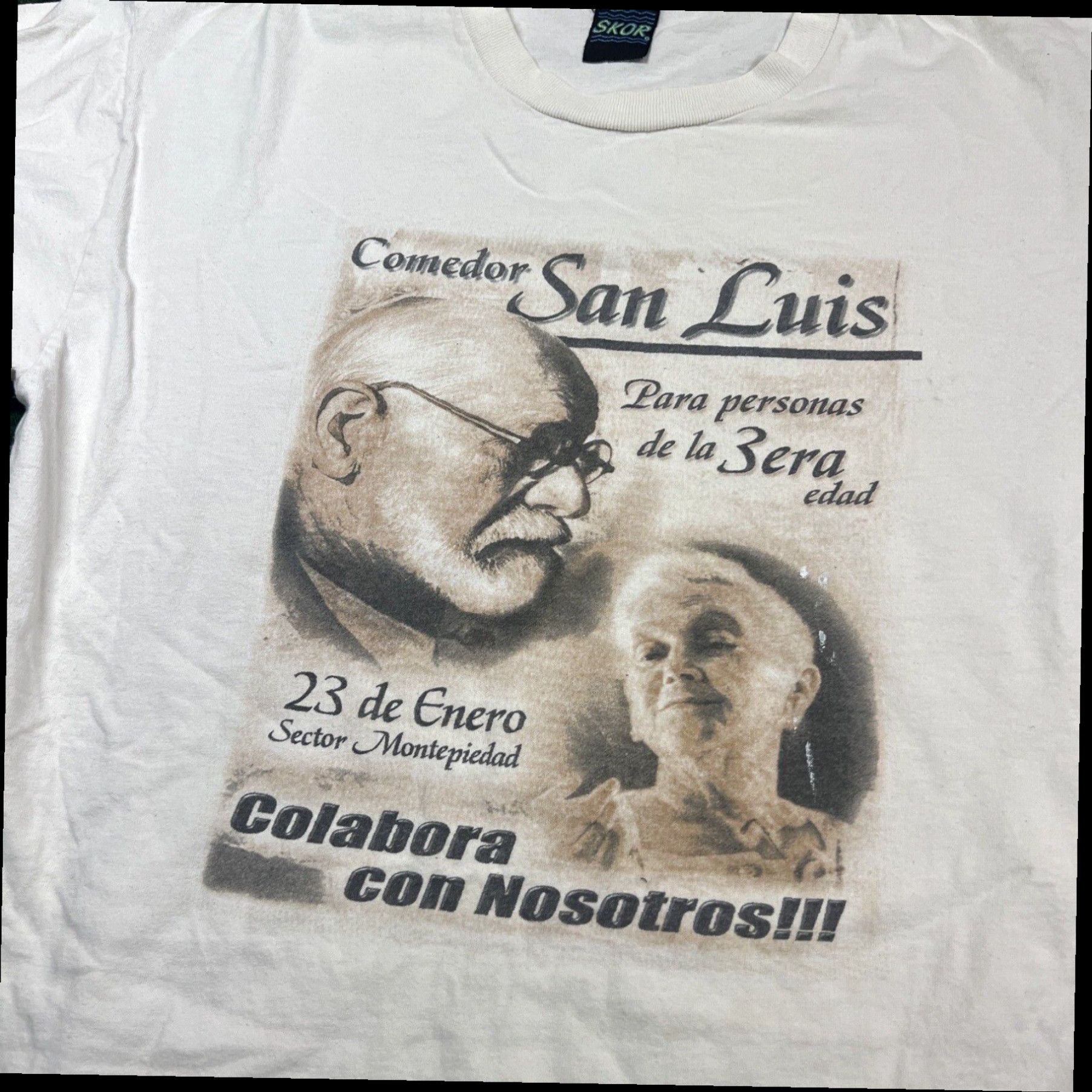 Vintage Comedor San Luis Colabra Con Nosotros Shirt Size Large White Spanish 90s Vintage Size US L / EU 52-54 / 3 - 2 Thumbnail