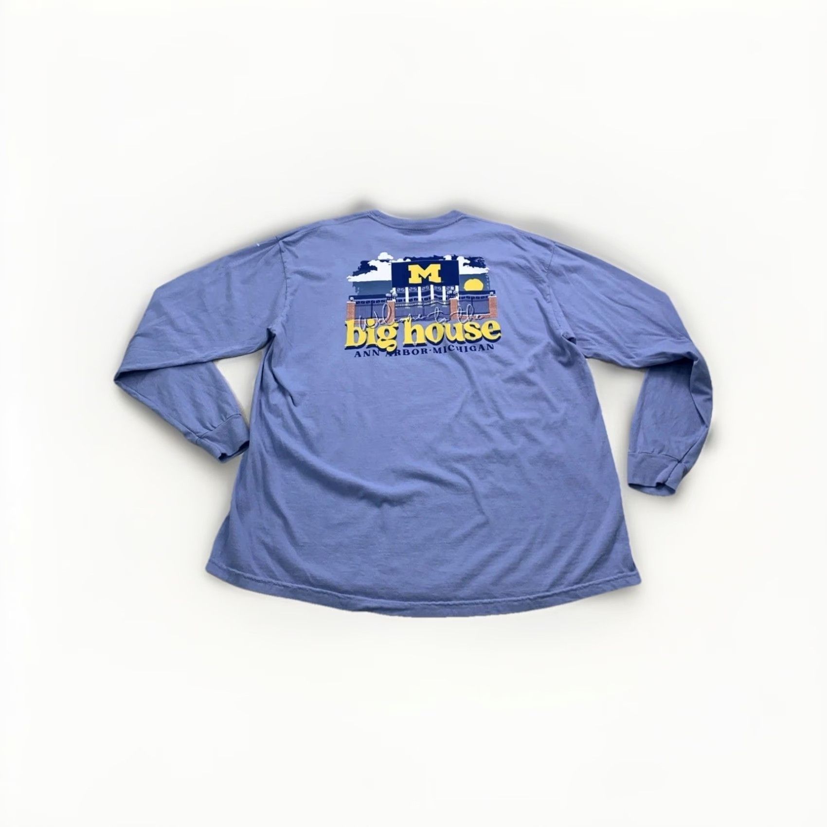Comfort Colors Comfort Colors University Of Michigan Big House Graphic Long Sleeve Shirt 2XL Blue Mens Womens Unisex Adults Crew Neck Graphic Print Cotton Blend NWT Size US XXL / EU 58 / 5 - 5 Thumbnail