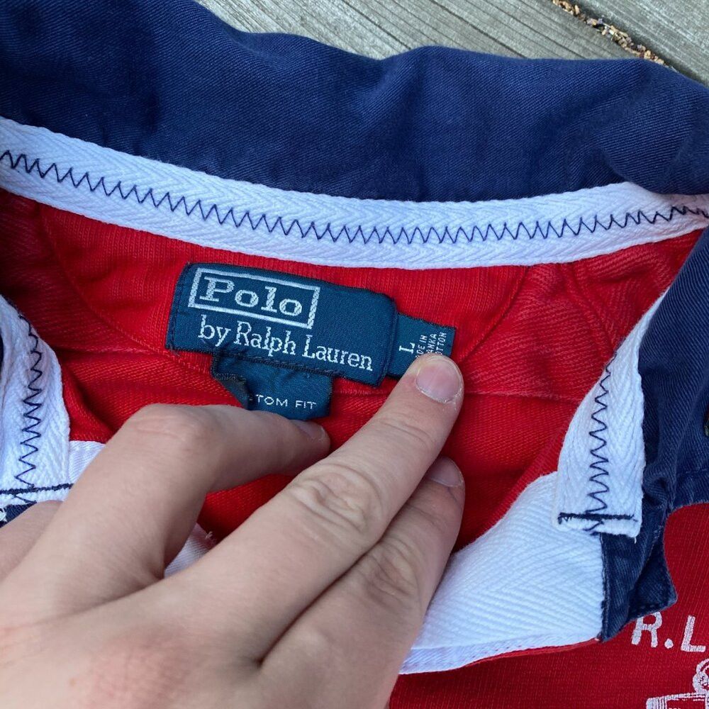 Polo Ralph Lauren Polo Ralph Lauren Marine Supply Co Rugby Shirt Large Red St Size US L / EU 52-54 / 3 - 6 Thumbnail