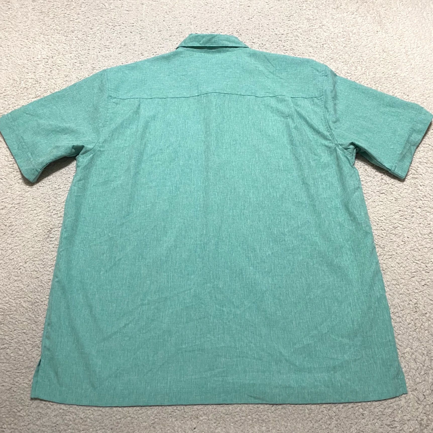 Cubavera Cubavera Men S Shirt L Green Solid Button Front Short Sleeve Outdoor Cuban Shirt Size US L / EU 52-54 / 3 - 2 Thumbnail
