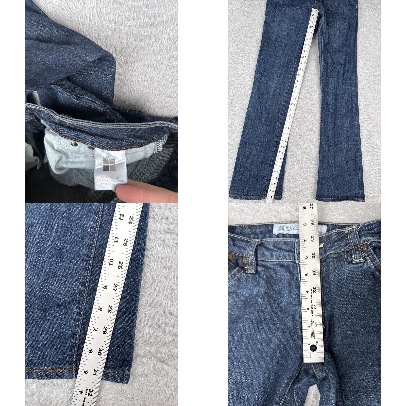 Vintage Salt Works Broadway Jeans 27x32 Blue Denim Bootcut Low Rise Stretch Casual 90s Bohemian Women Size 27" / US 4 / IT 40 - 8 Thumbnail