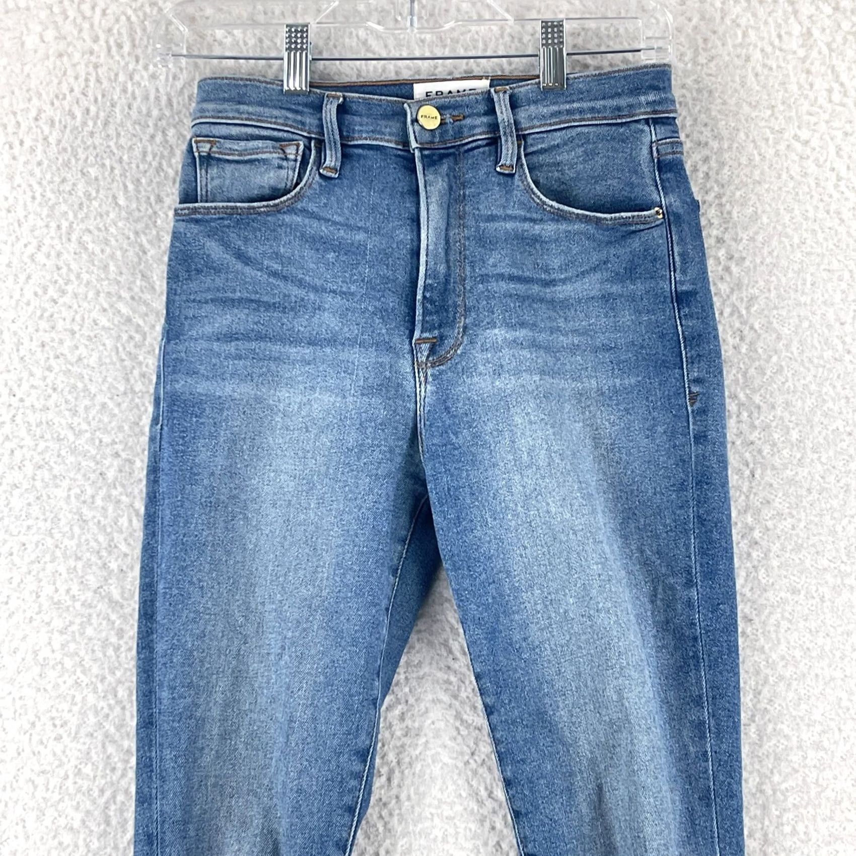 Frame Frame Jeans Womens Size 27 Blue Denim Ali High Rise Cigarette Distressed 5-Pocket Regular Size 27" / US 4 / IT 40 - 2 Thumbnail