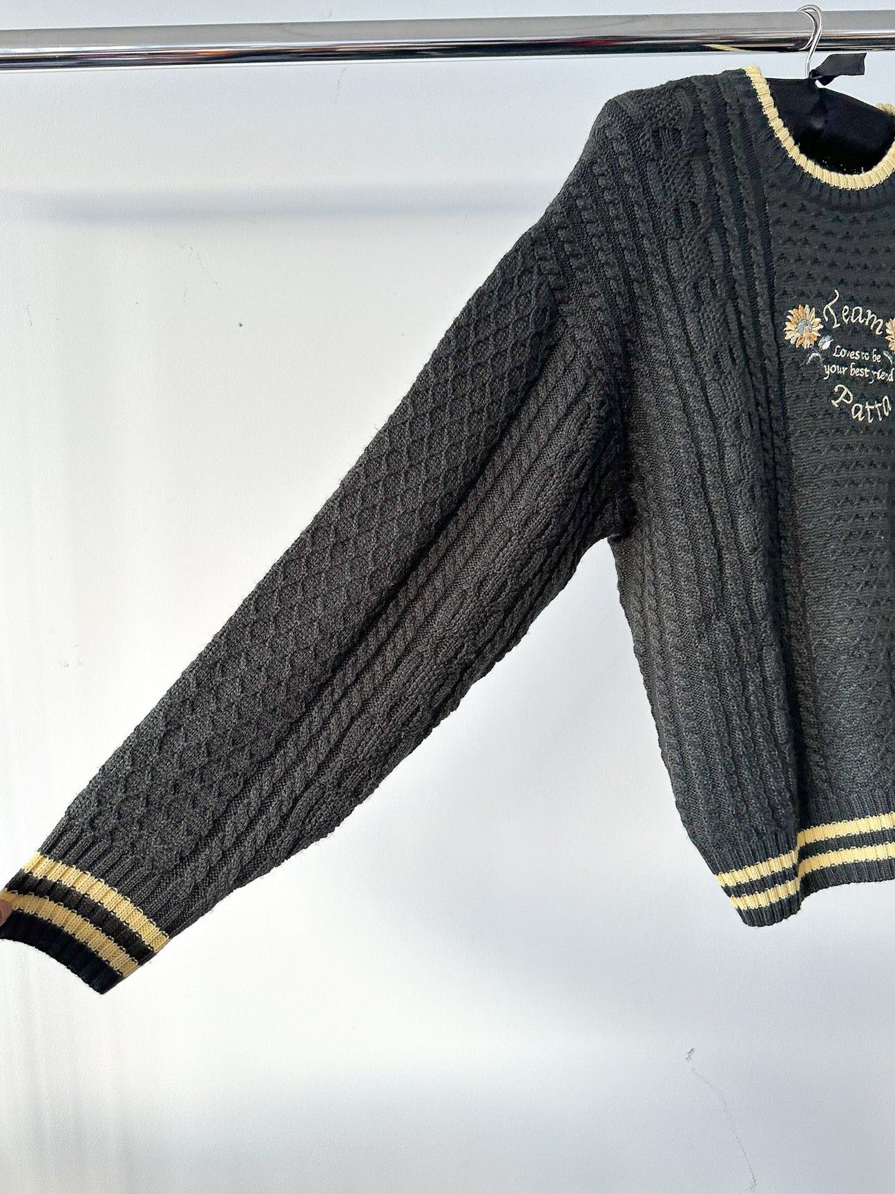 Patta Patta Loves You Cable Knitted Pirate Black Jumper Size US L / EU 52-54 / 3 - 3 Thumbnail