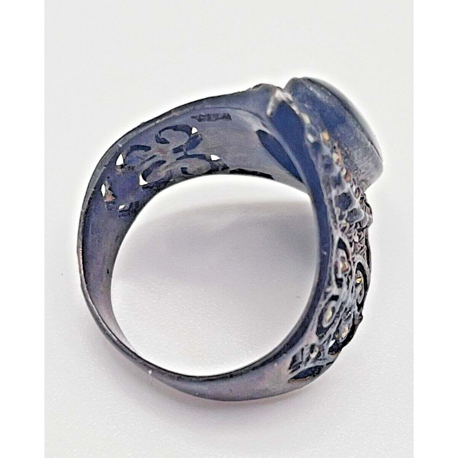 Other Vintage Silver Ring Sz 7.5 Womens Black Onyx Marcasite Ring Size ONE SIZE - 4 Thumbnail
