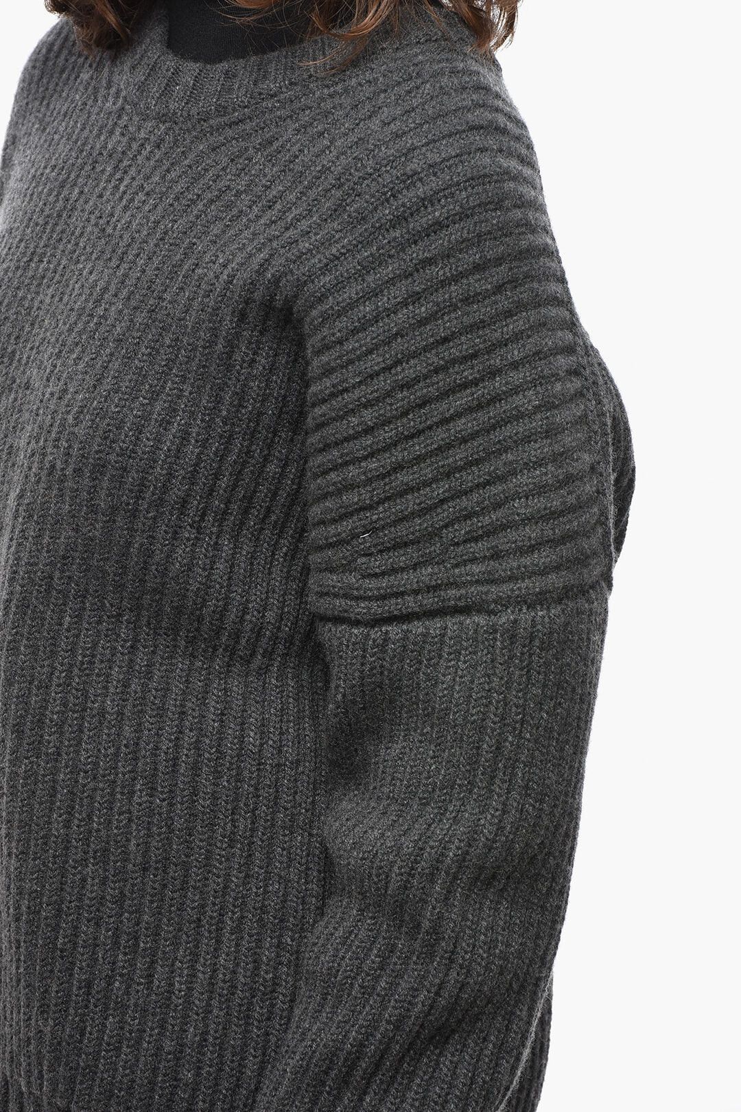 KHAITE og1mm0426 Cashmere Ribbed Crew-Neck Pullover in Grey Size M / US 6-8 / IT 42-44 - 3 Thumbnail