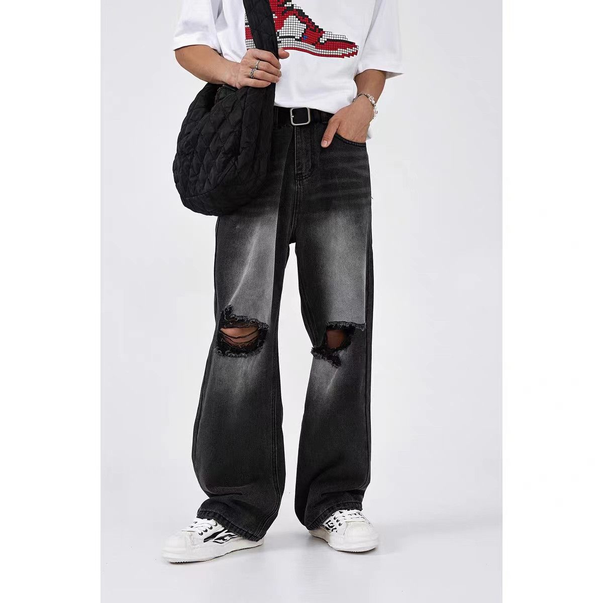 Designer × Japanese Brand Vintage Distressed Straight Relaxed Wide-Leg Jeans Size US 32 / EU 48 - 2 Thumbnail