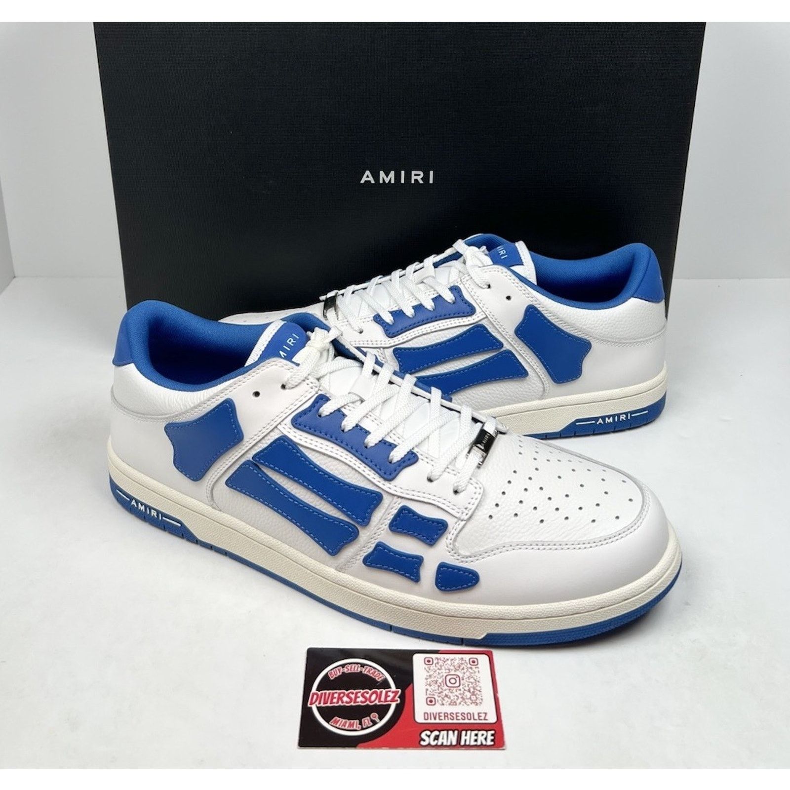 Amiri Size 15US - Amiri Skel Top Low White/Blue NEW Size US 15 / EU 48 - 1 Thumbnail