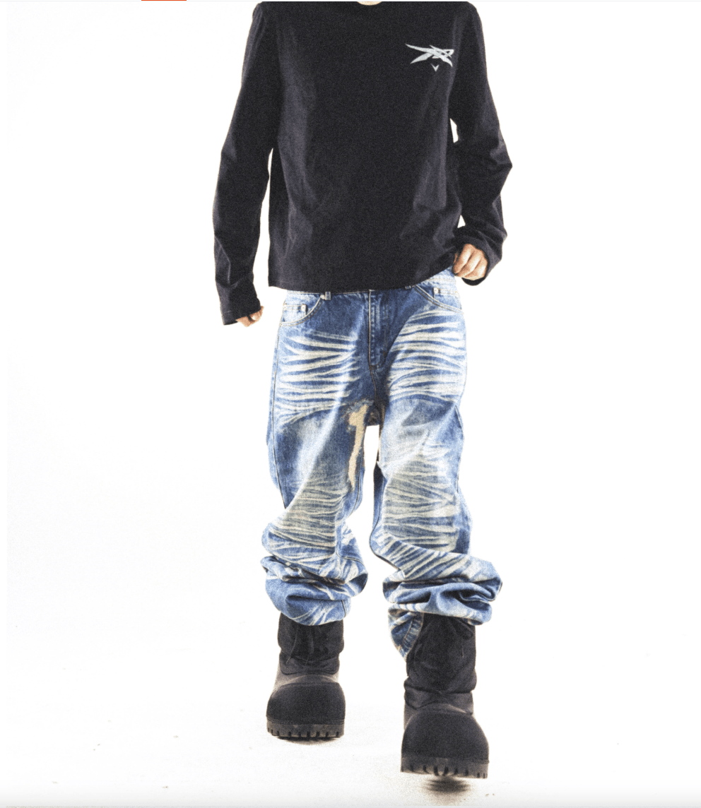 Other Y2K Blue Washed Destroyed Wide Leg jeans Size US 34 / EU 50 - 5 Thumbnail