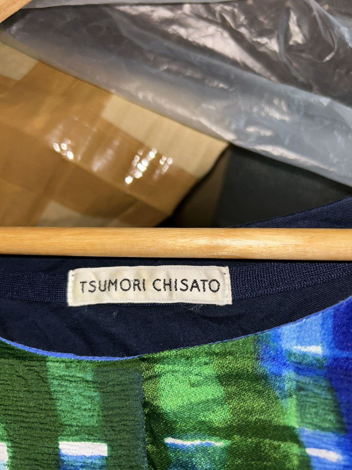 Tsumori Chisato Sleeveless Abstract Plaid Blue Green Dress Size XL / US 12-14 / IT 48-50 - 7 Thumbnail