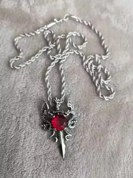 Vintage Dragon Sword Pendant Necklace🔥🔥🔥 Size ONE SIZE - 2 Thumbnail
