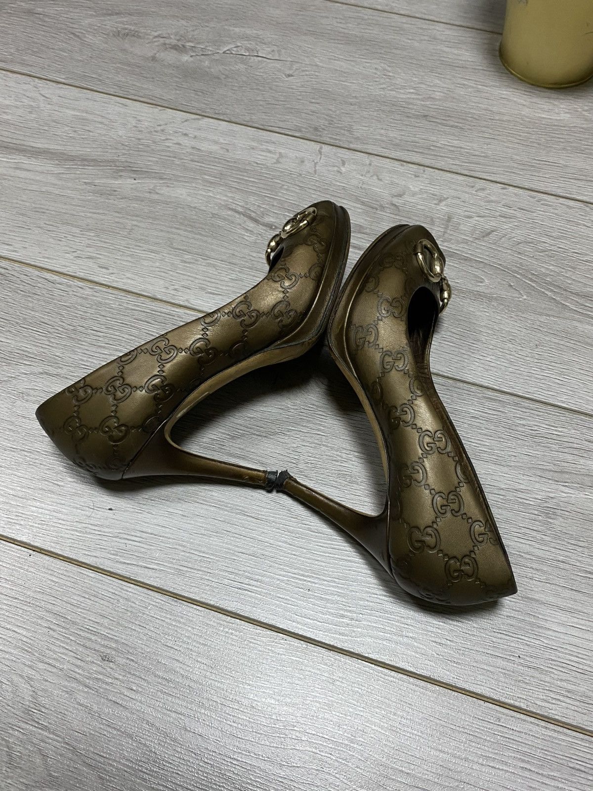 Gucci Gucci horse-bit monogram GG leather heels shoes Size US 8 / IT 38 - 11 Thumbnail
