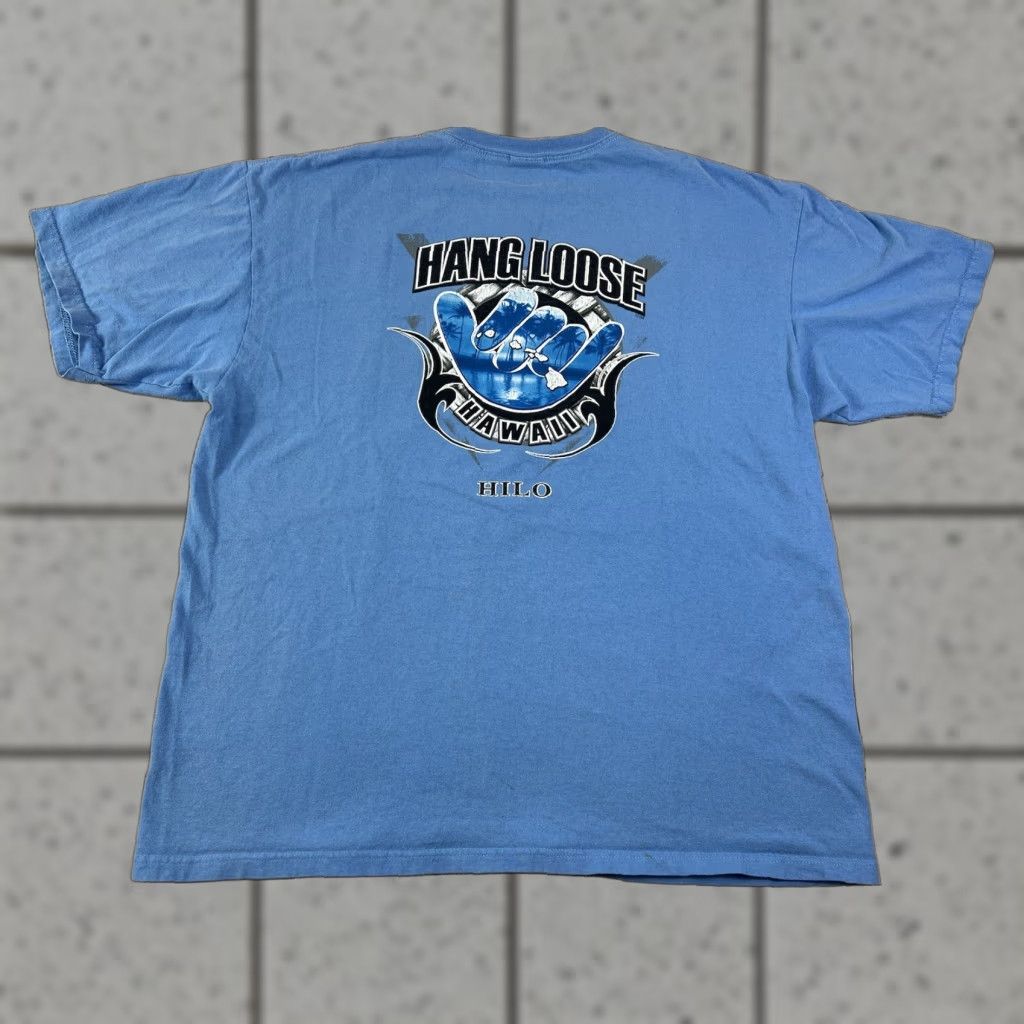 Anvil VINTAGE Hang Loose Hawaii Hilo Surf Beach Blue T-Shirt XL Men Crew Neck Short Sleeve Blue Beach XL Mens Size US XL / EU 56 / 4 - 1 Thumbnail