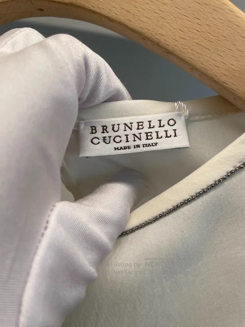 Brunello Cucinelli Brunello Cucinelli White Silk Shirt Size S / US 4 / IT 40 - 2 Thumbnail
