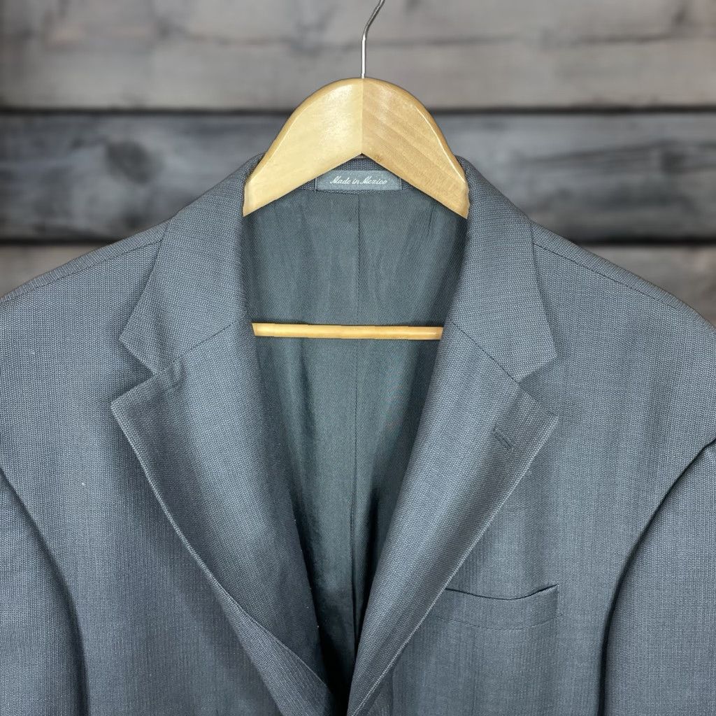 Oscar de la Renta Blazer Mens 50R Gray Solid Wool Three-Button Jacket Variable?