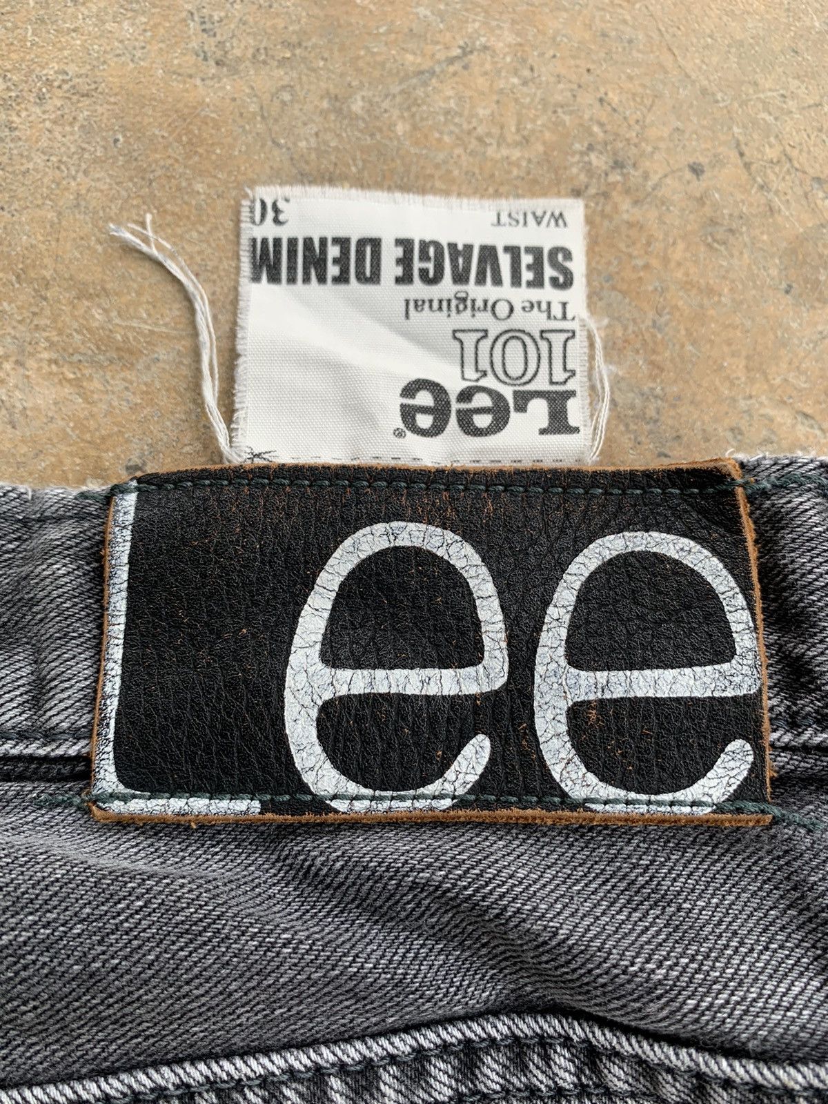 Lee Rare💥Lee 101 Black Selvedge Faded Distressed Denim Size US 30 / EU 46 - 11 Thumbnail