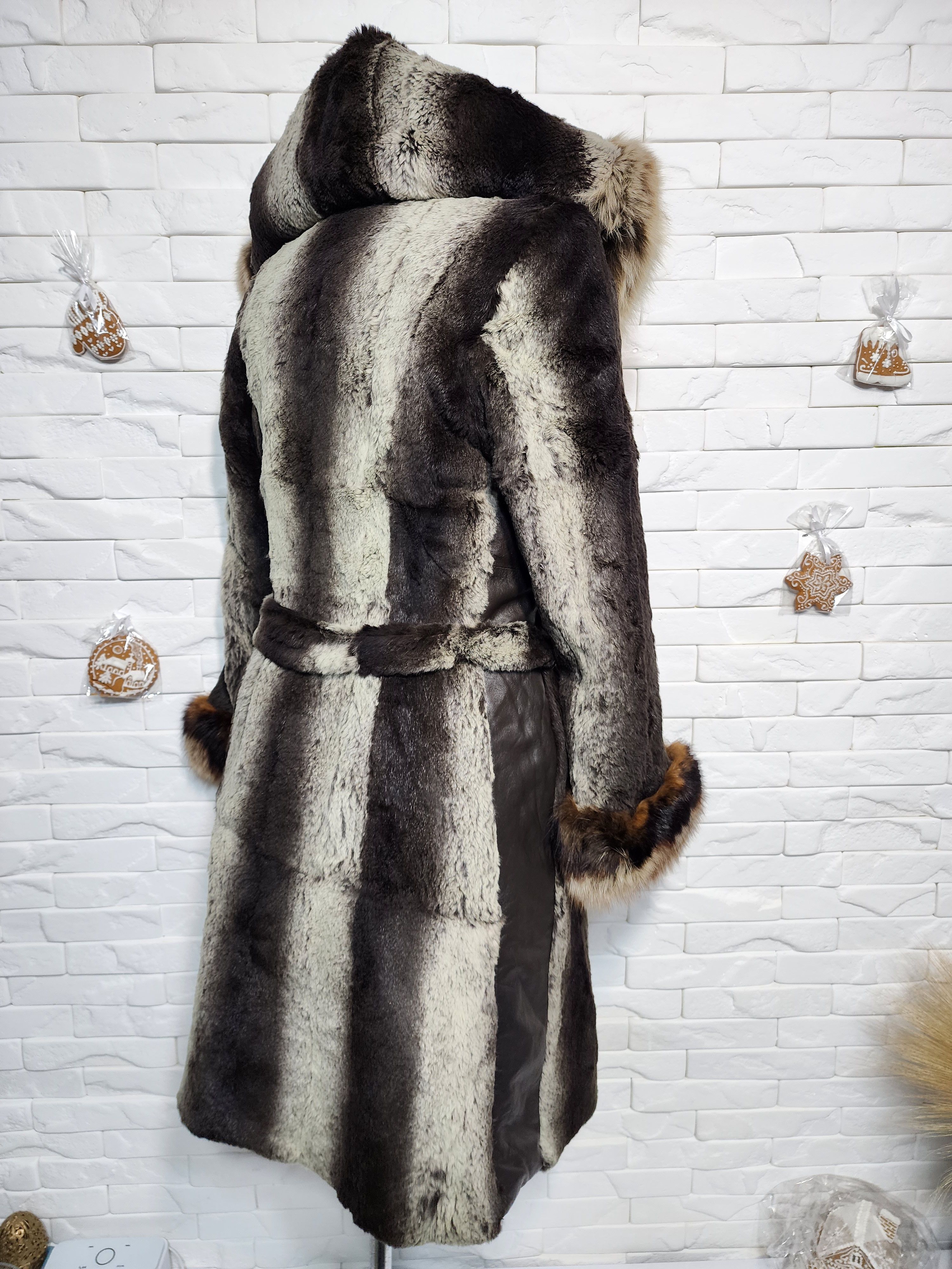 Furla Brown Fur Coat - Women's Vintage Hooded Coat Size M / US 6-8 / IT 42-44 - 5 Thumbnail