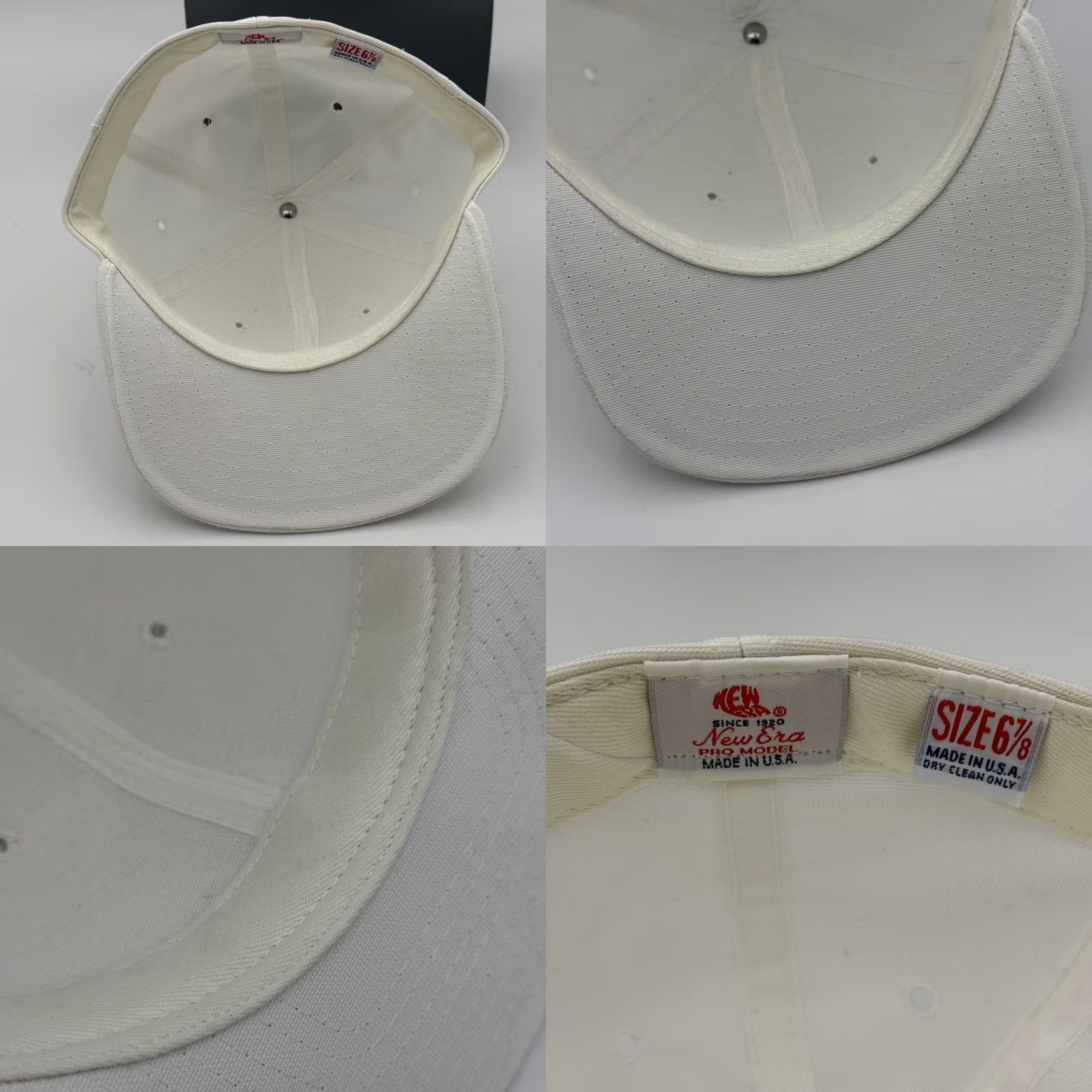 New Era VINTAGE New Era Fitted Hat Cap 7 1/8 White Pro Model Plain No Logo USA Men Cap Baseball 90s Mens Size ONE SIZE - 8 Thumbnail
