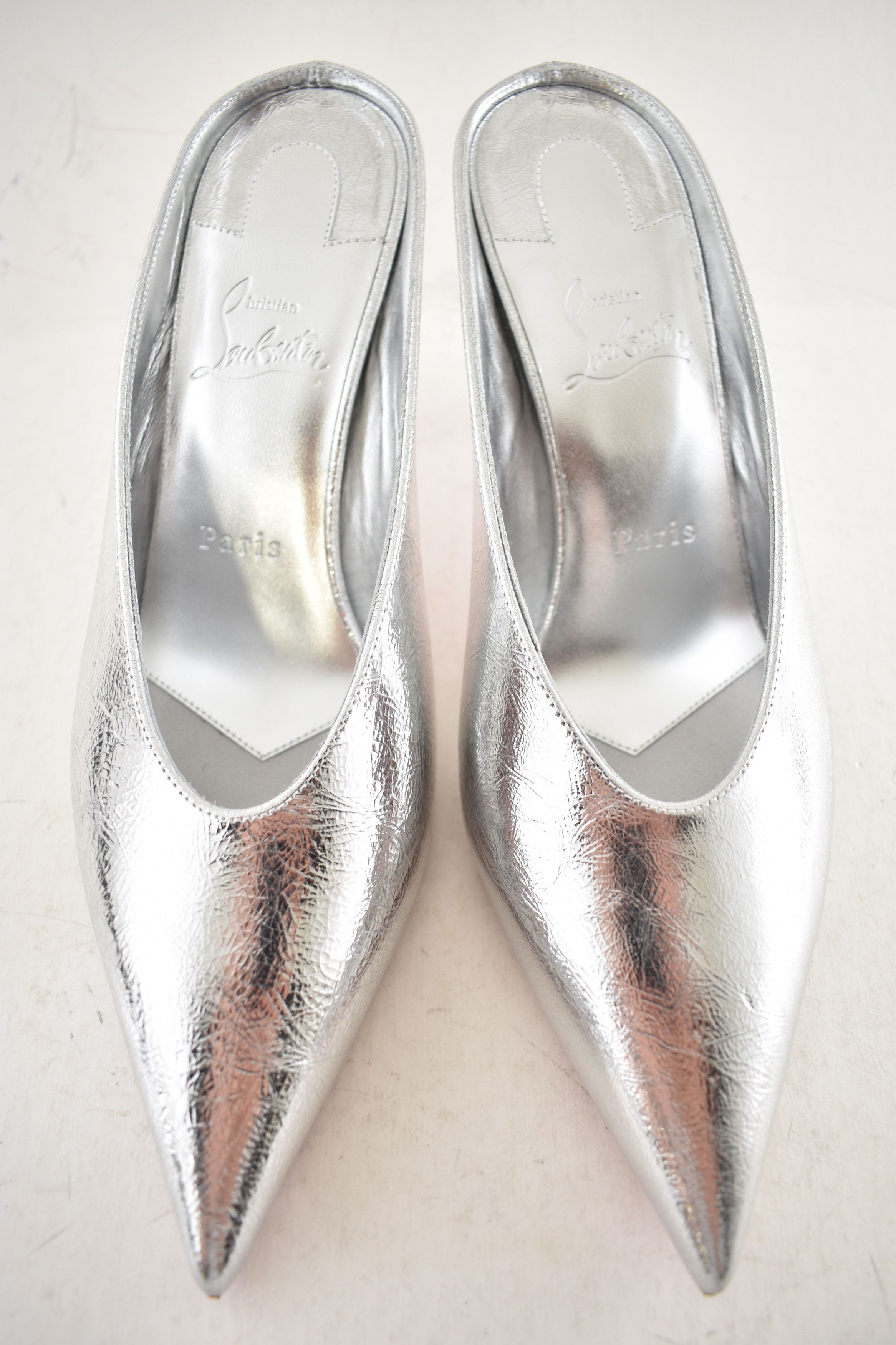 Christian Louboutin Miss Z Slimimule 80 Silver Backless Slide Mule Heel Pump 39 Size US 9 / IT 39 - 12 Thumbnail
