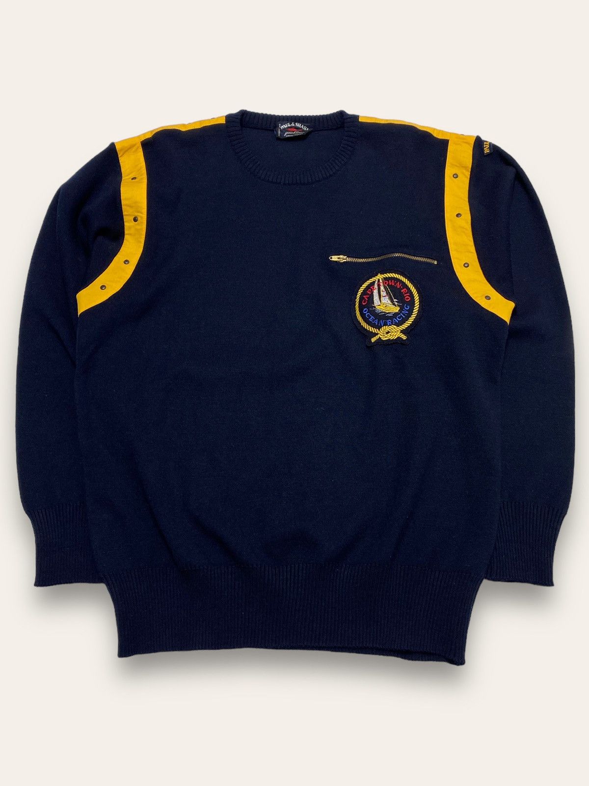 Paul & Shark 90s Vintage PAUL SHARK Sweater Sweatshirt Navy Colour Size US M / EU 48-50 / 2 - 1 Thumbnail