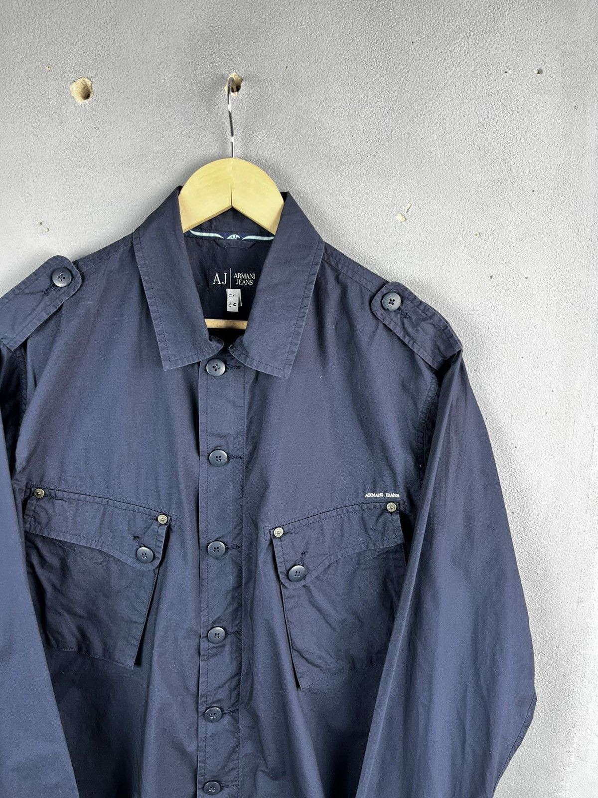 Giorgio Armani Armani Jeans Vintage Utility Military Navy Zip Shirt Size M Size US M / EU 48-50 / 2 - 4 Thumbnail