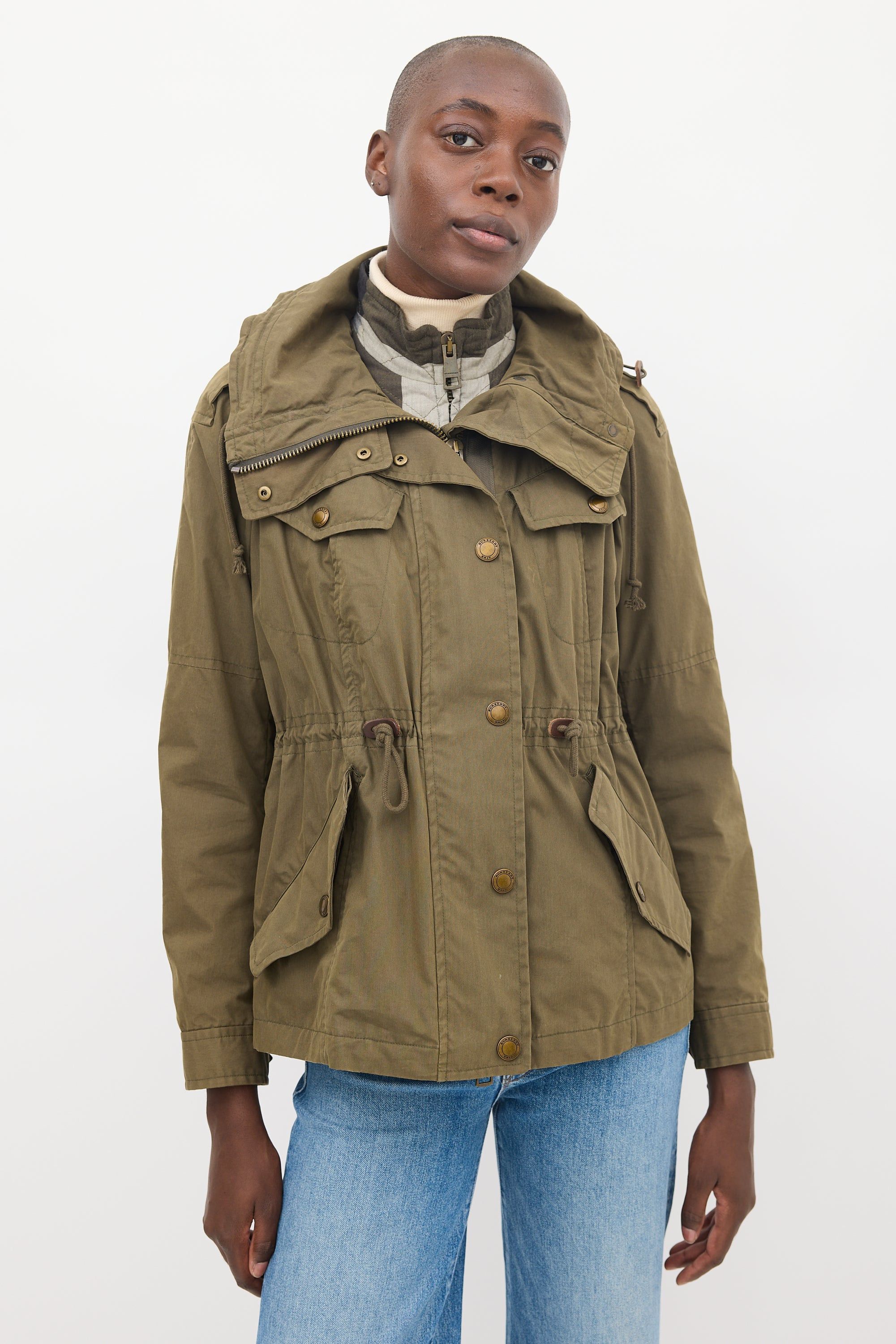 Burberry Rare 🔥 Vintage Burberry Brit Military Jacket Olive Green Size US M / EU 48-50 / 2 - 2 Thumbnail