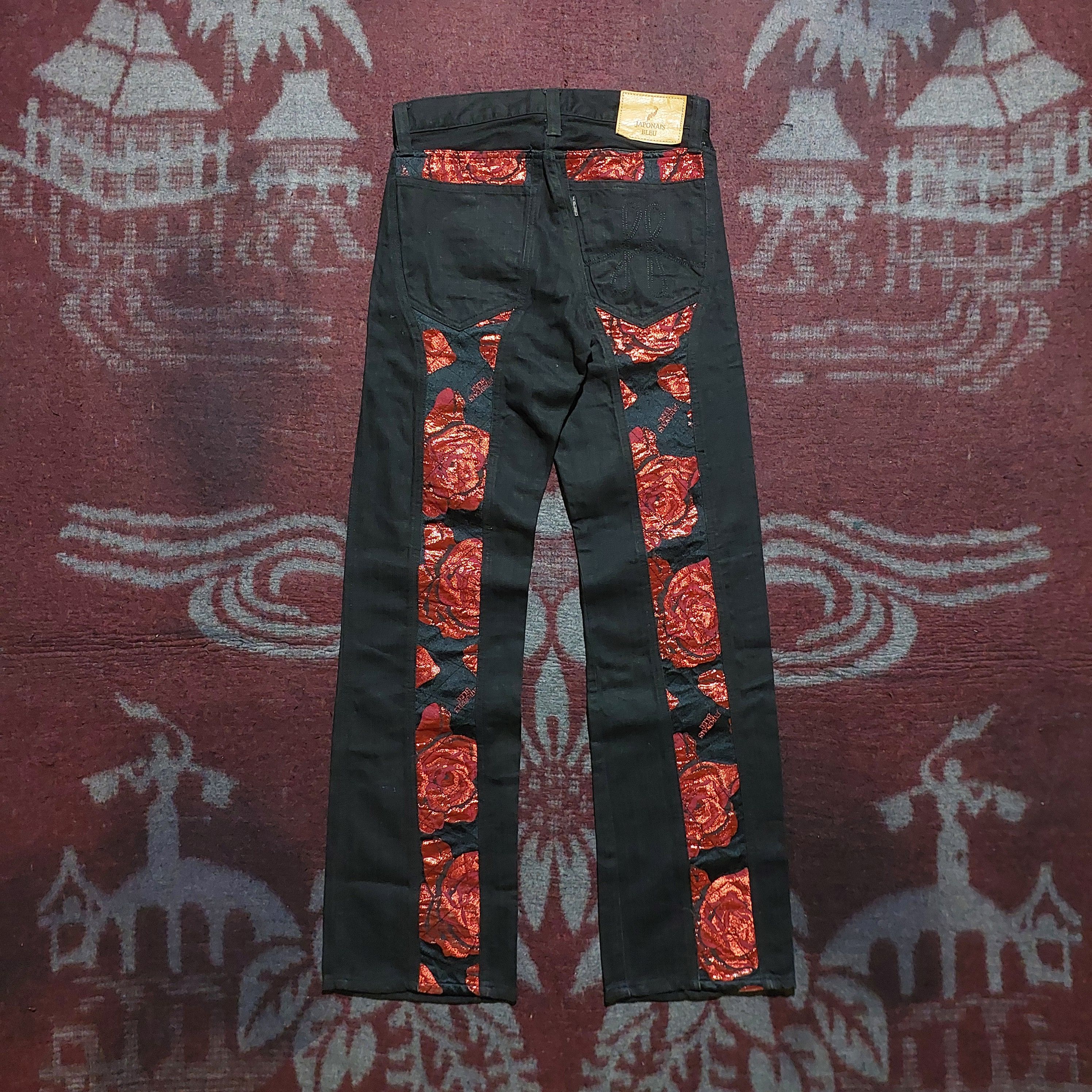 Hysteric Glamour Japanois Bleu red rose embroidery black denim Size US 30 / EU 46 - 20 Thumbnail