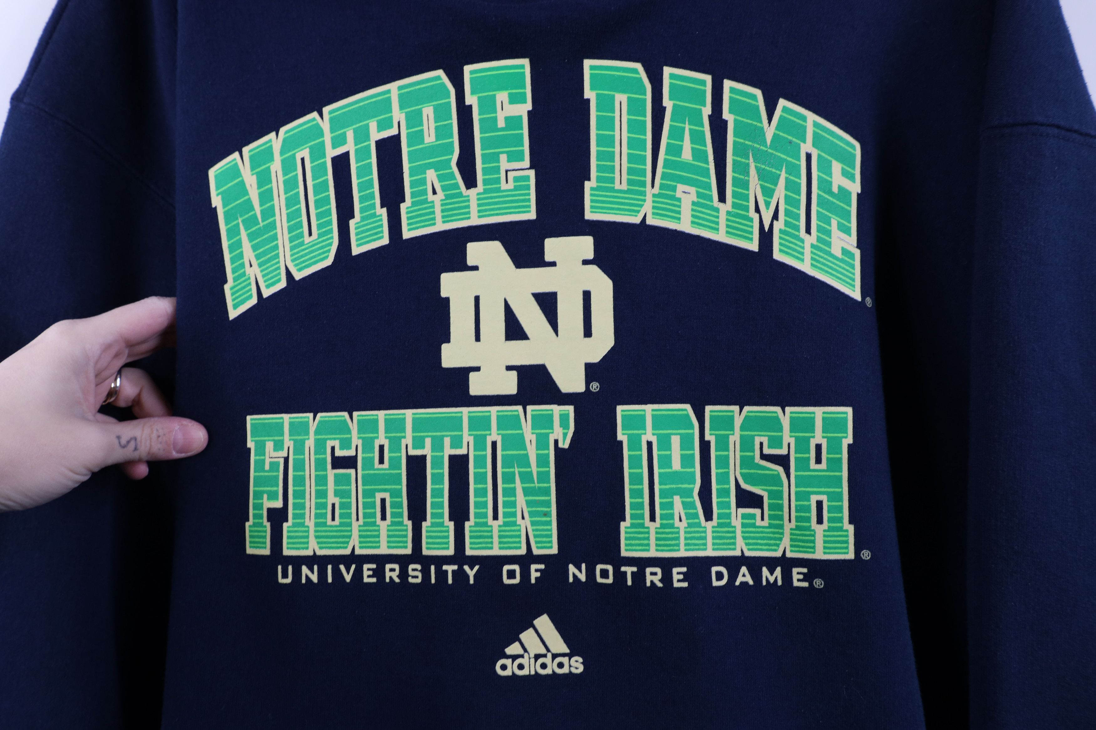 Adidas Vintage Y2K Adidas Notre Dame University Hoodie Sweatshirt Size US XL / EU 56 / 4 - 4 Thumbnail