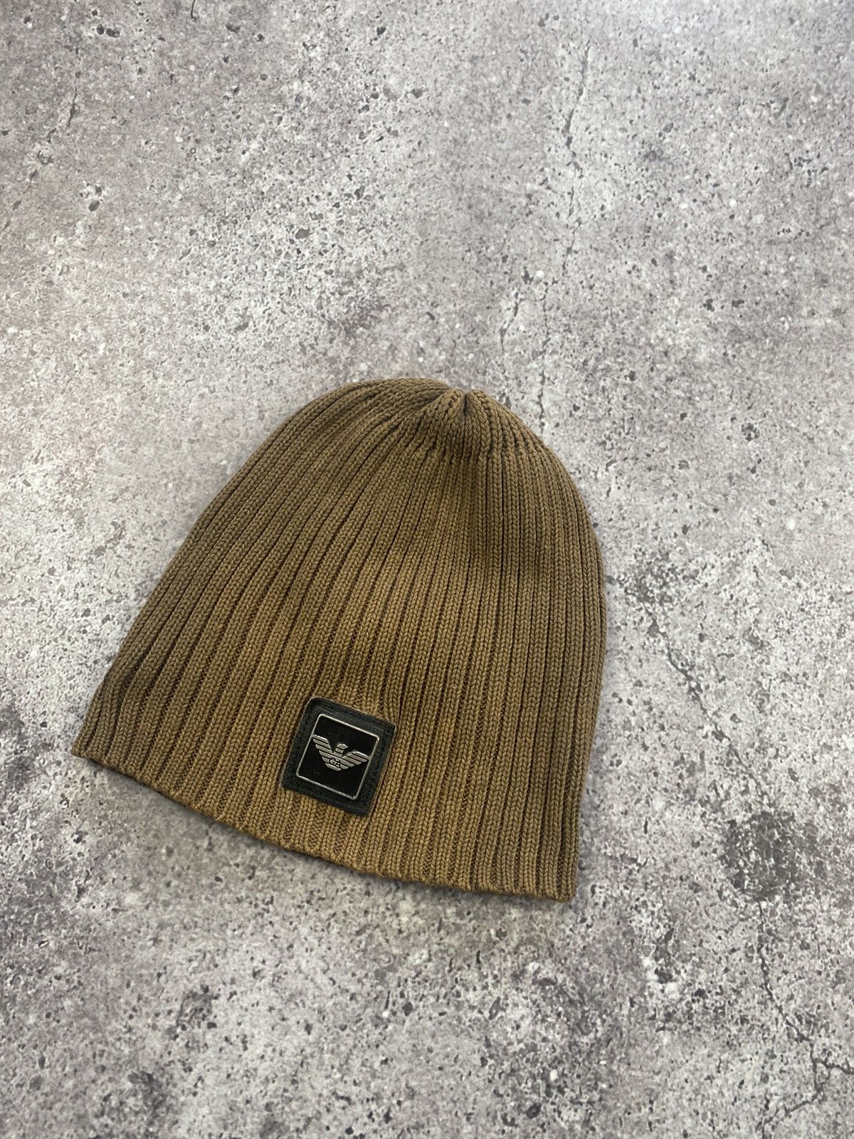 Armani × Emporio Armani EMPORIO ARMANI JAPANESE Y2K BIG LOGO STYLE BEANIE HAT BROWN Size ONE SIZE - 2 Thumbnail