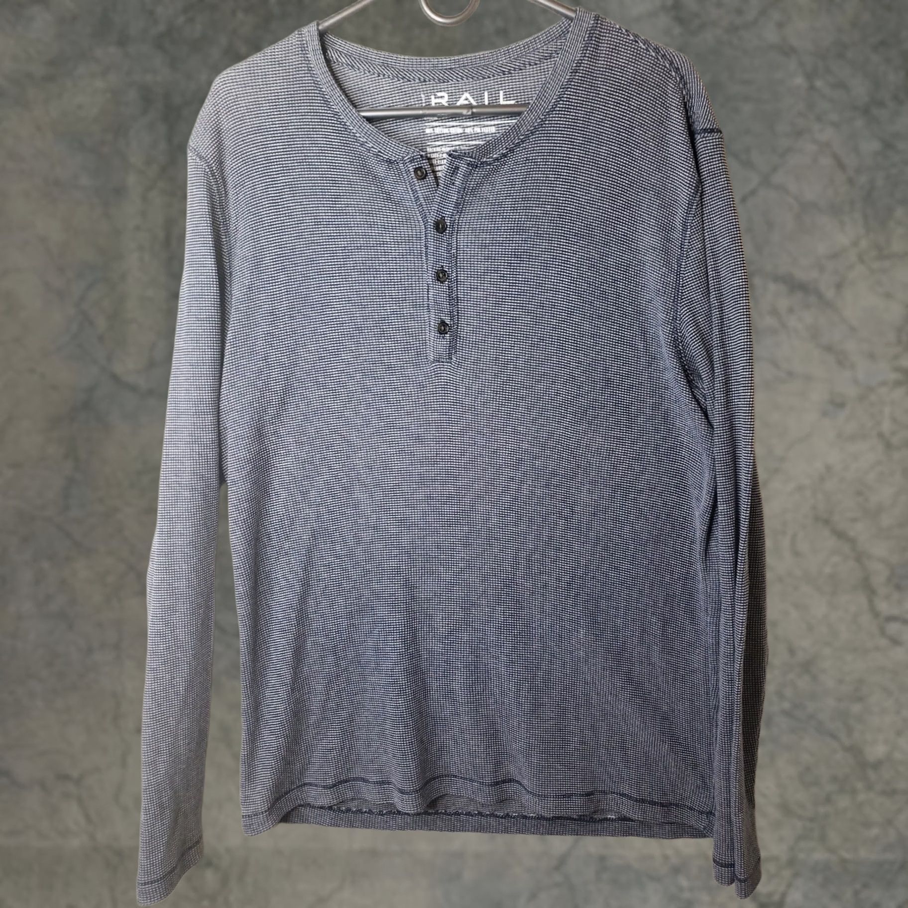 Vintage The Rail Henley Shirt Men's M Blue Long Sleeve Waffle Knit Lightweight Soft Size US M / EU 48-50 / 2 - 1 Thumbnail