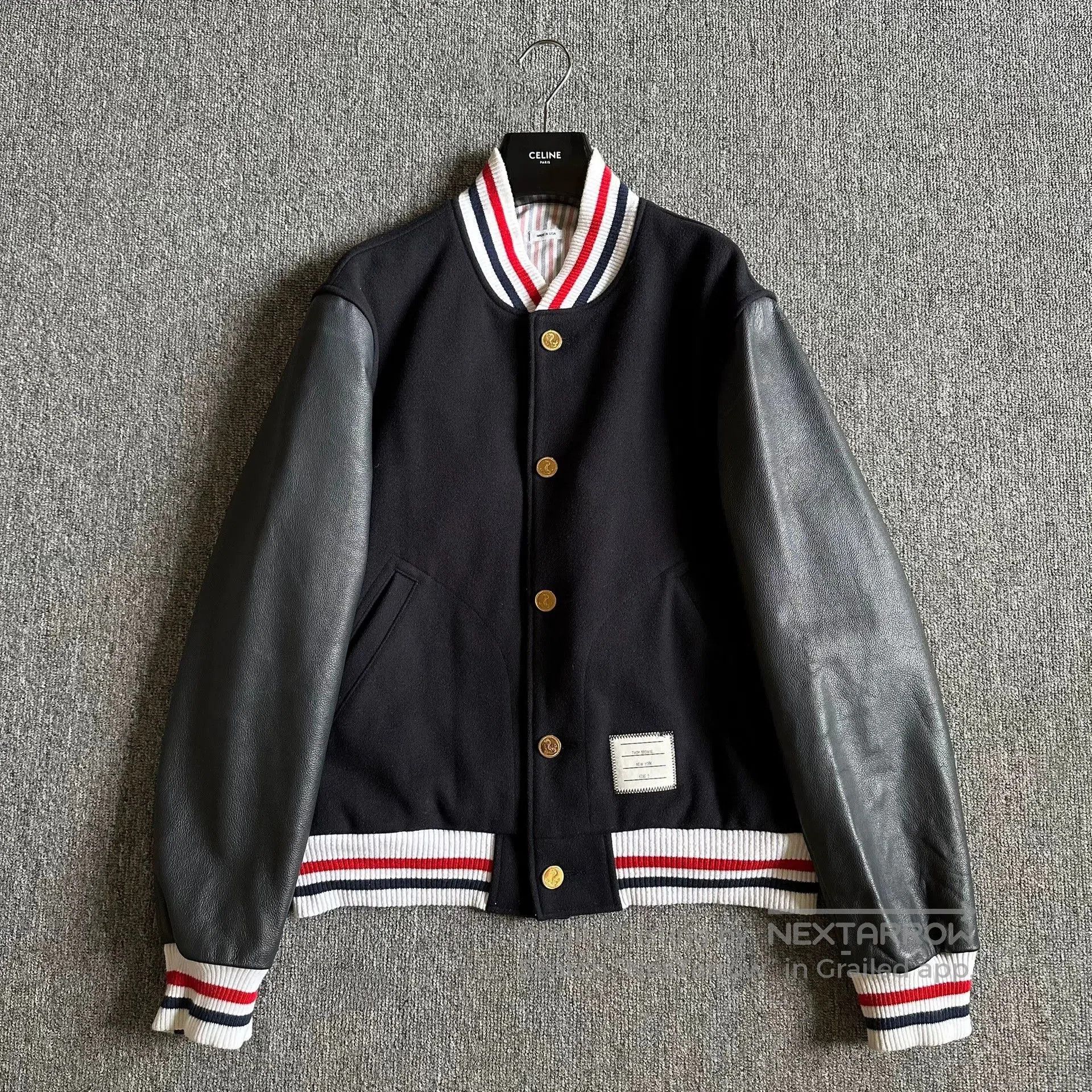 Thom Browne thom browne navy striped leather jacket. Size US XXS / EU 40 - 1 Thumbnail