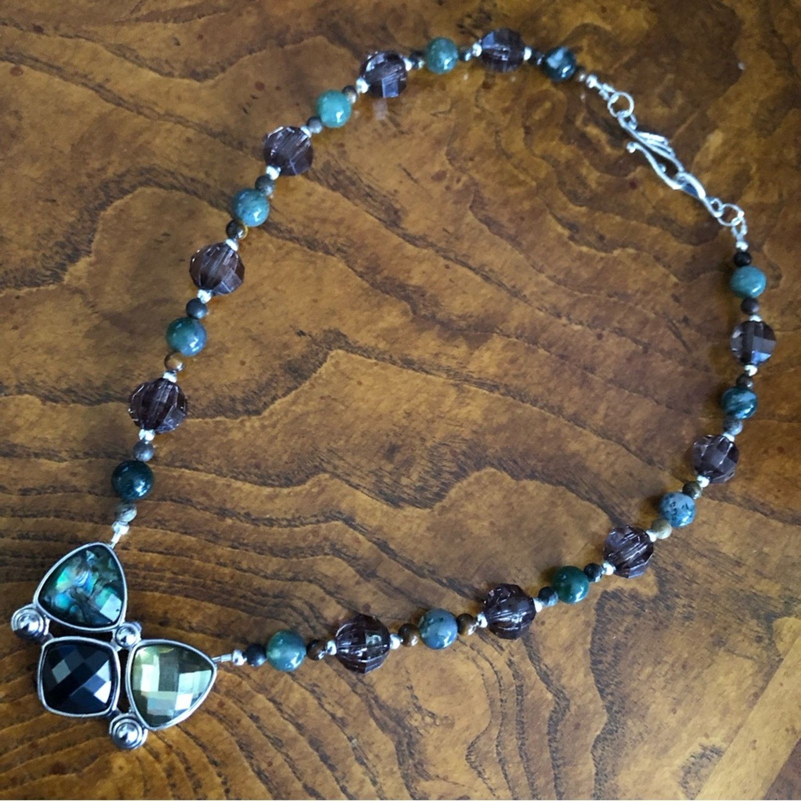 Handmade Handcrafted faceted pendant agate and jasper stone necklac Size ONE SIZE - 8 Thumbnail