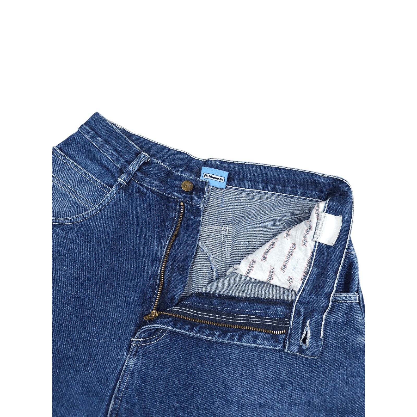 Japanese Brand 💎 Y2K Vintage Fishbone Denim JNCO Shorts Hip-Hop Rap Size US 32 / EU 48 - 7 Thumbnail