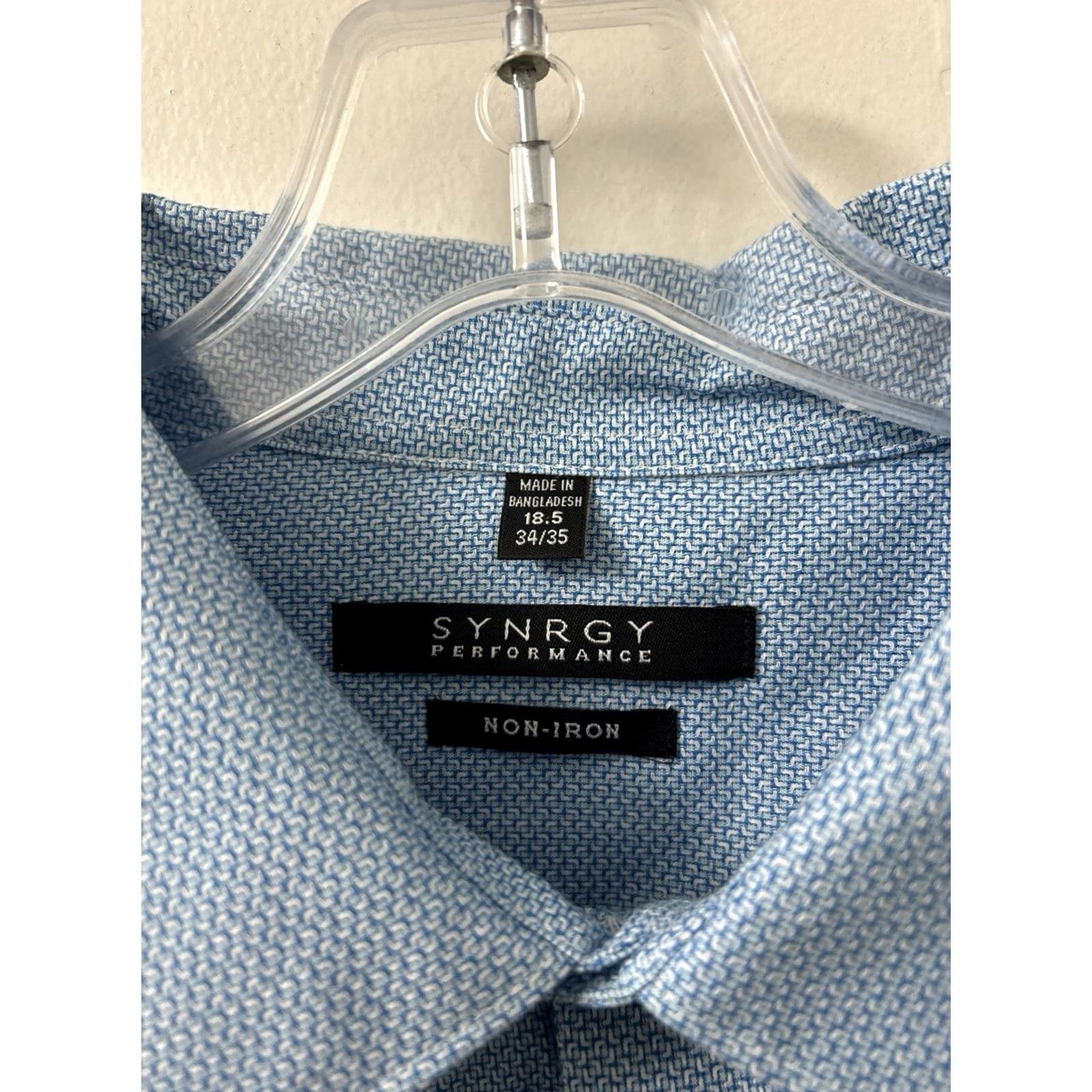 Vintage Synrgy Performance Shirt Mens Blue Geometric Dress Shirt NWT 18.5 34/35 Button Up Size US XXL / EU 58 / 5 - 6 Thumbnail