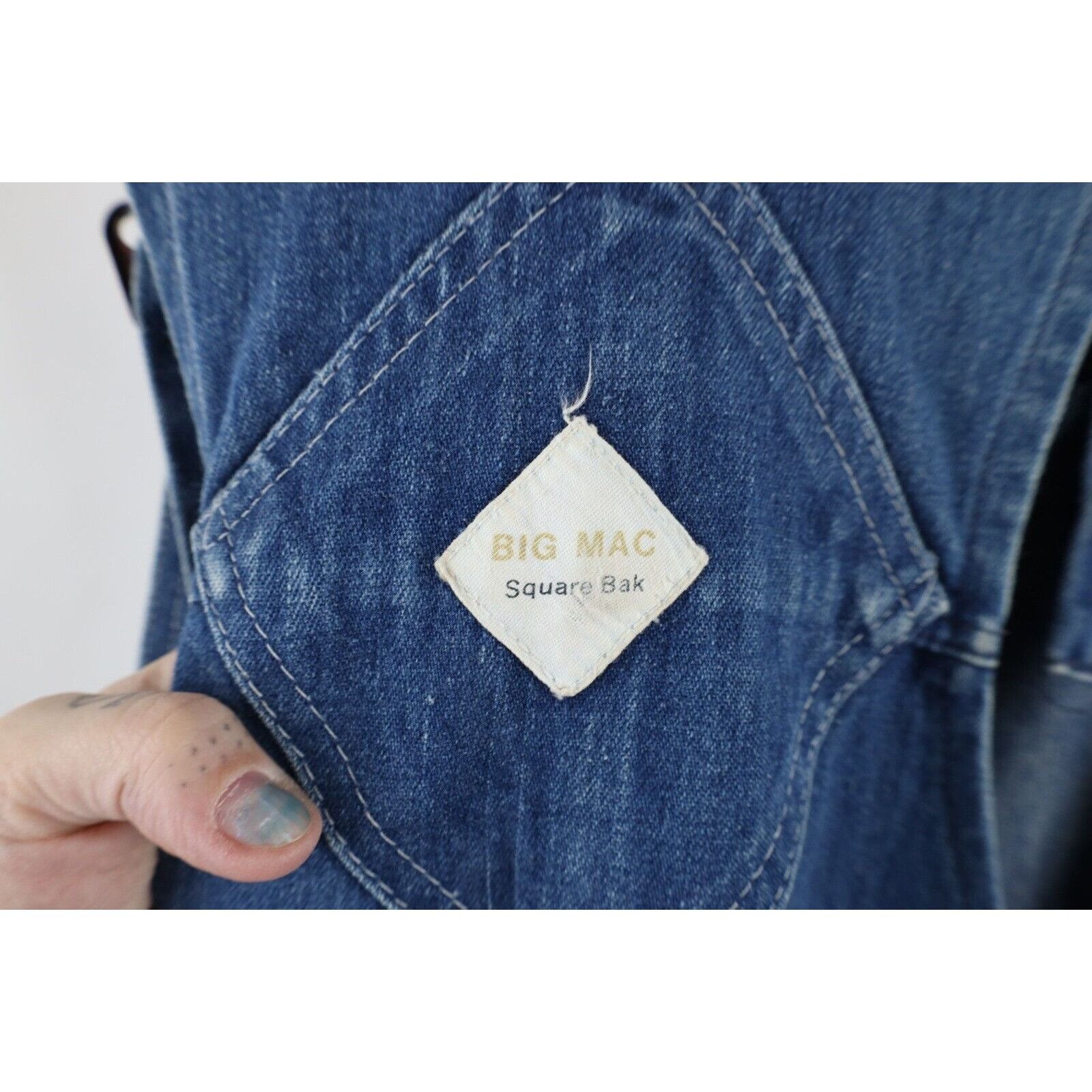 Big Mac × Vintage Vintage 60s 70s Big Mac Distressed Square Bak Denim Overalls Size US M / EU 48-50 / 2 - 10 Thumbnail