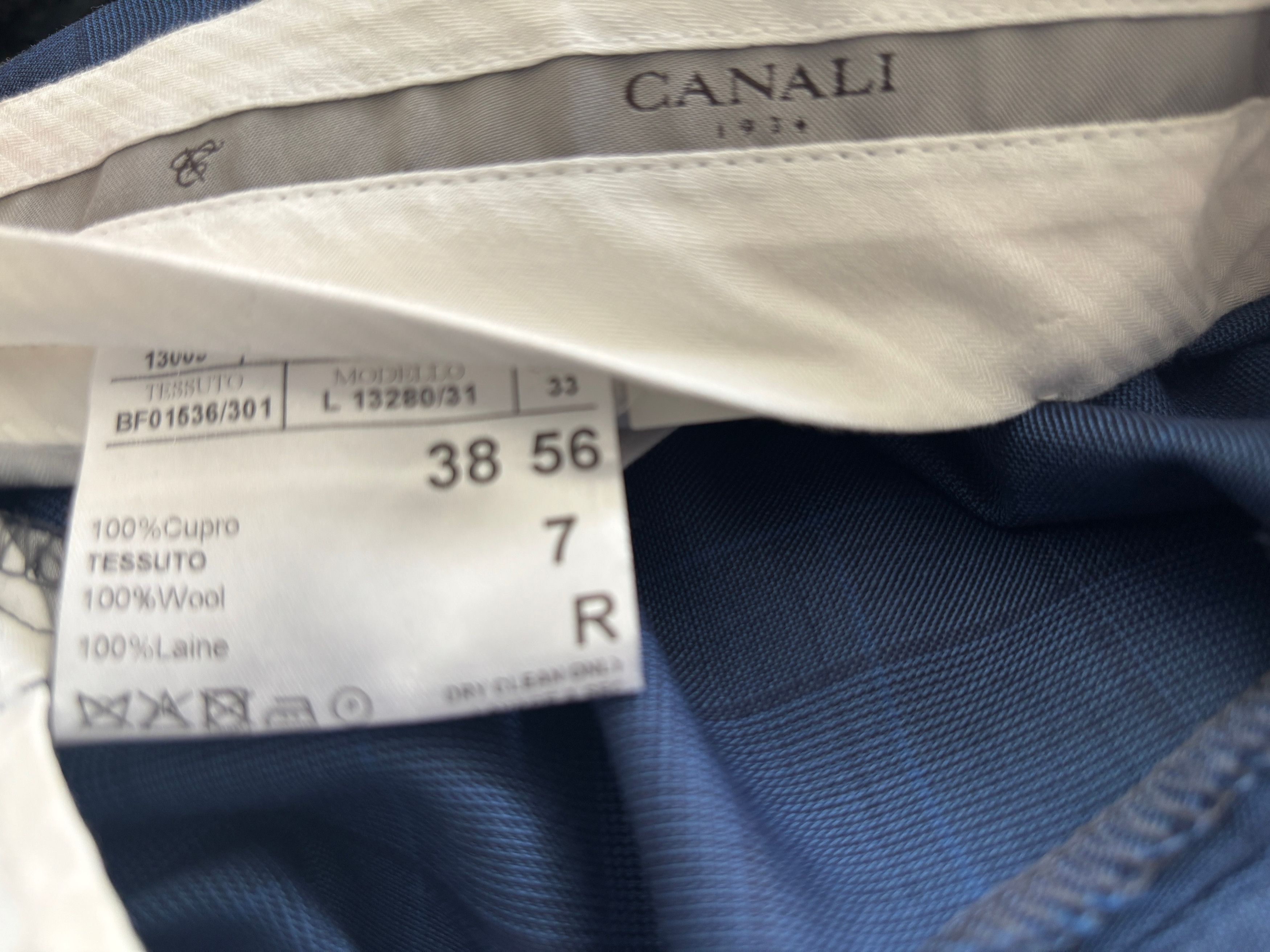 Canali $2100 Windowpane Check Blue Suit - Size 46. Pants 36-37 Size 46R - 22 Thumbnail