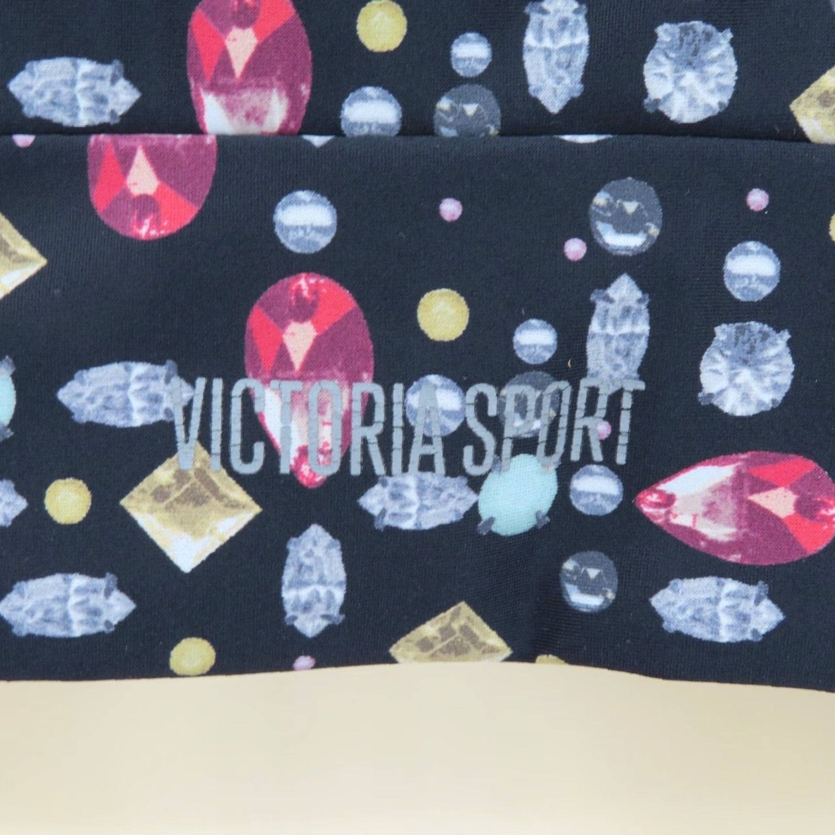 Victoria's Secret Victoria's Secret Victoria Sport Large Bejeweled Gemstone Racerback Wireless Sports Bra Black L Women Shirt Size ONE SIZE - 4 Thumbnail
