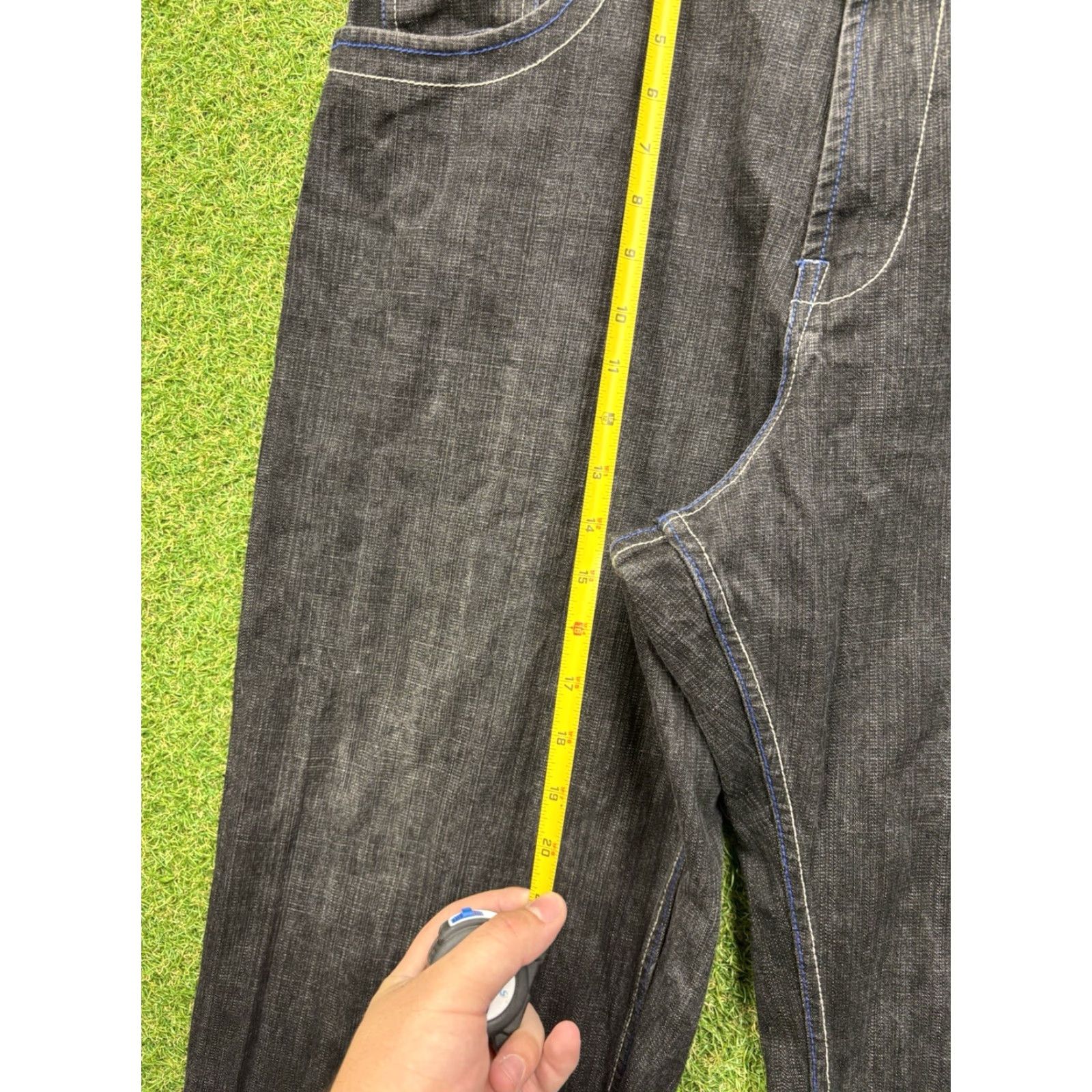 Express VINTAGE Brooklyn XPRESS Jeans Mens 40x34 Dark Wash Black Denim Grunge 5-Pocket Straight Baggy Zip Fly Stonewash Size US 40 / EU 56 - 3 Thumbnail
