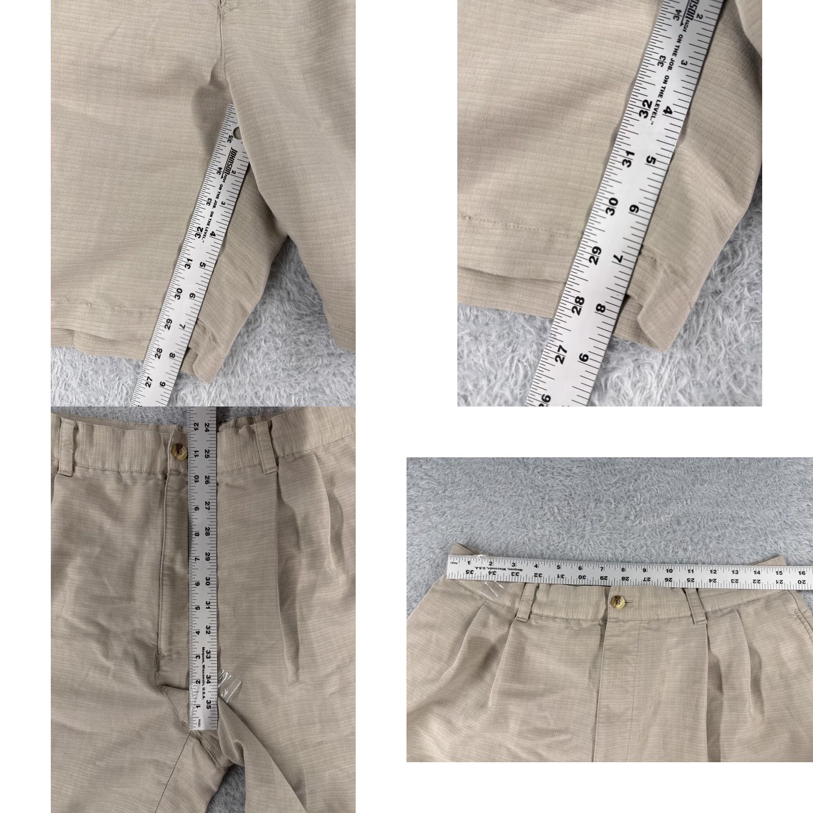 Vintage Greg Norman Men Shorts Casual Chino 34 Beige Plaid Pleated Rayon Polyester 5-Pocket 8in Inseam Golf Size US 34 / EU 50 - 8 Thumbnail