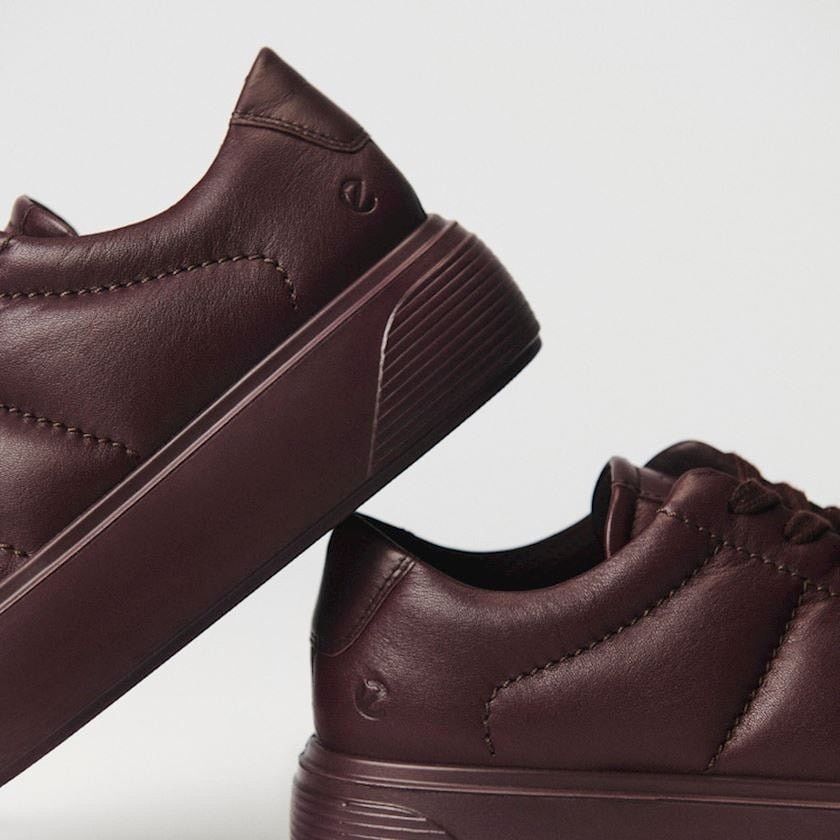 Ecco ECCO WOMEN'S 40 STREET PLATFORM LEATHER SNEAKER FIG MAROON Size US 9 / IT 39 - 2 Thumbnail