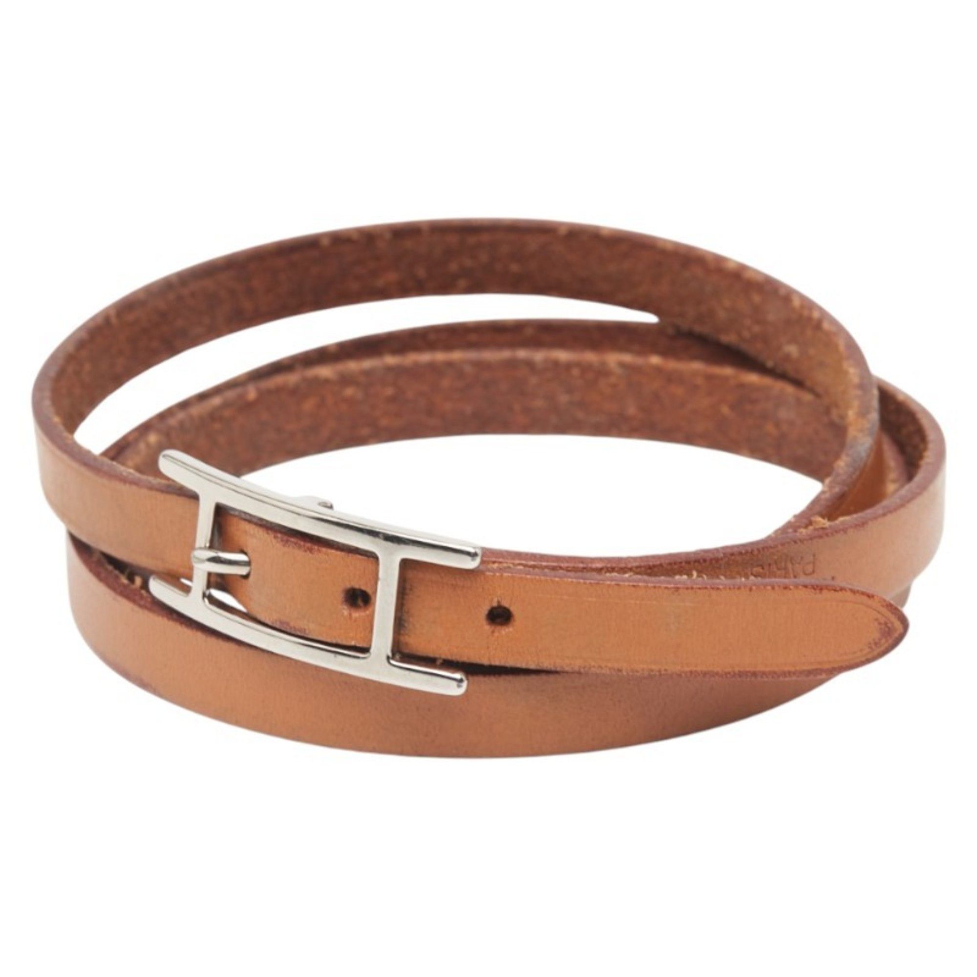 Hermes Api 3 Bracelet 3-Row Brown Leather Women's HERMES